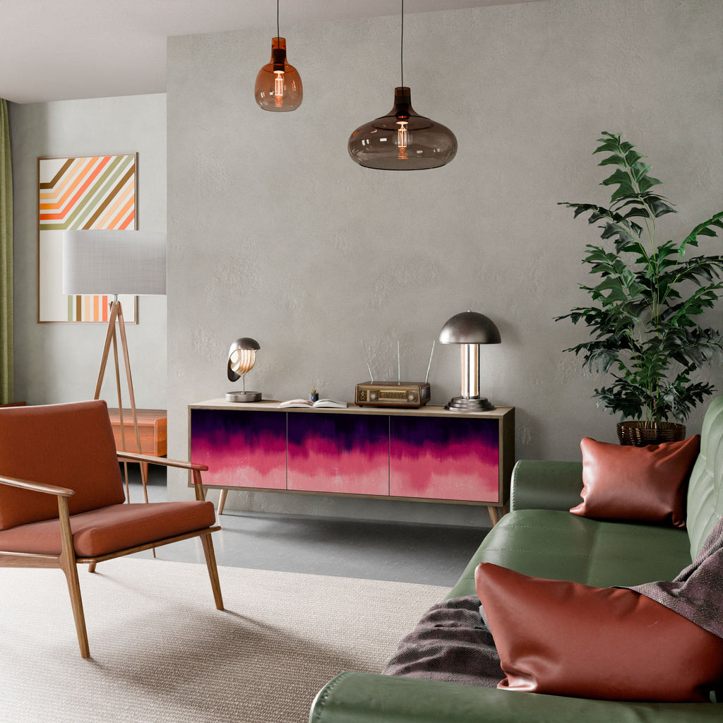 Meuble TV 3 portes AURORA BOREALIS effet chêne