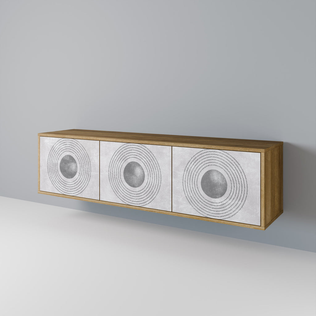 Meuble TV 3 portes SOLID CIRCLES effet chêne