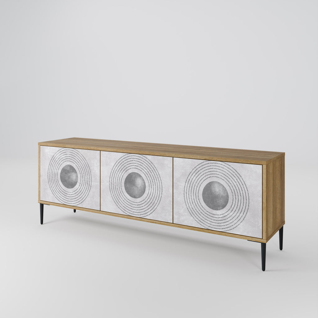 Meuble TV 3 portes SOLID CIRCLES effet chêne