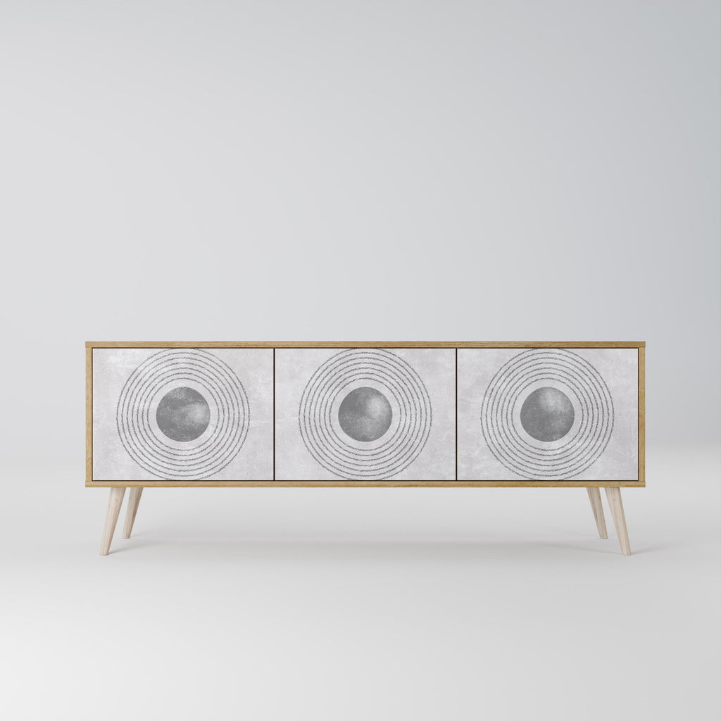 Meuble TV 3 portes SOLID CIRCLES effet chêne