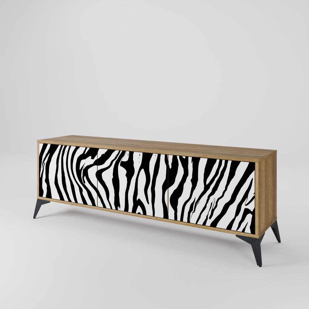 Meuble TV 3 portes SPLENDID ZEBRA effet chêne