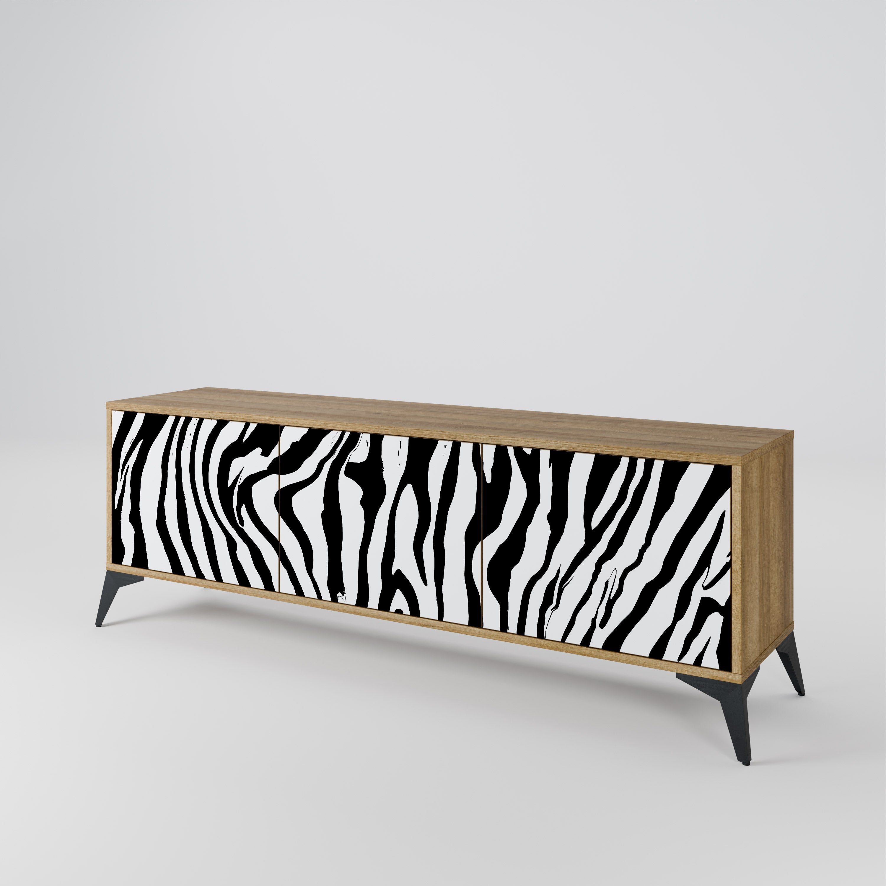 Meuble TV 3 portes SPLENDID ZEBRA effet chêne