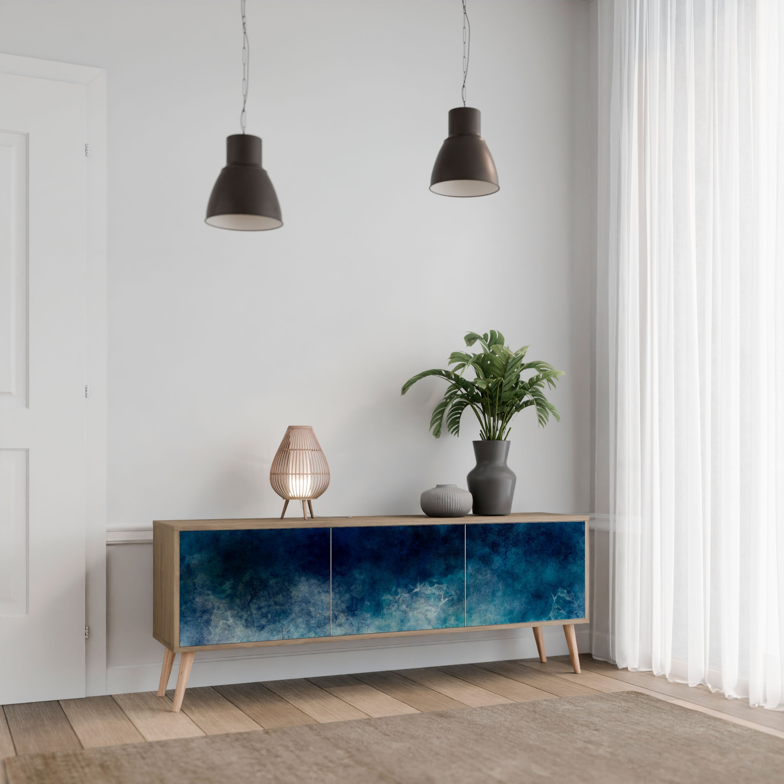 Meuble TV 3 portes CELESTIAL FALL effet chêne