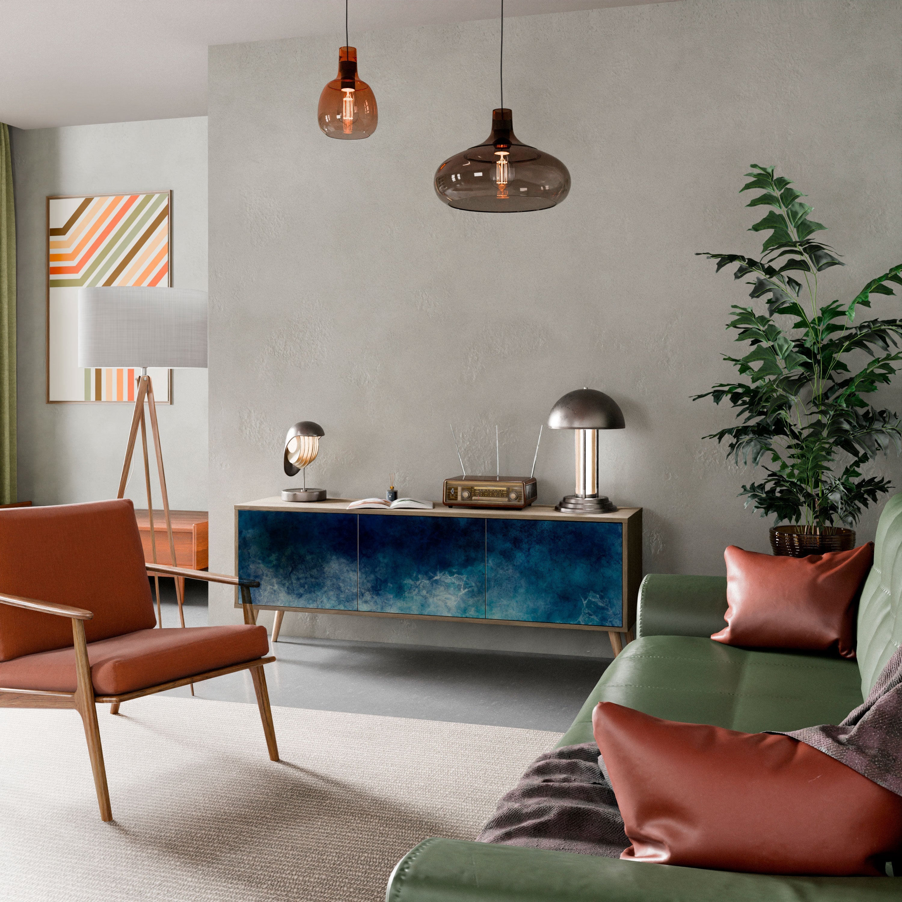 Meuble TV 3 portes CELESTIAL FALL effet chêne