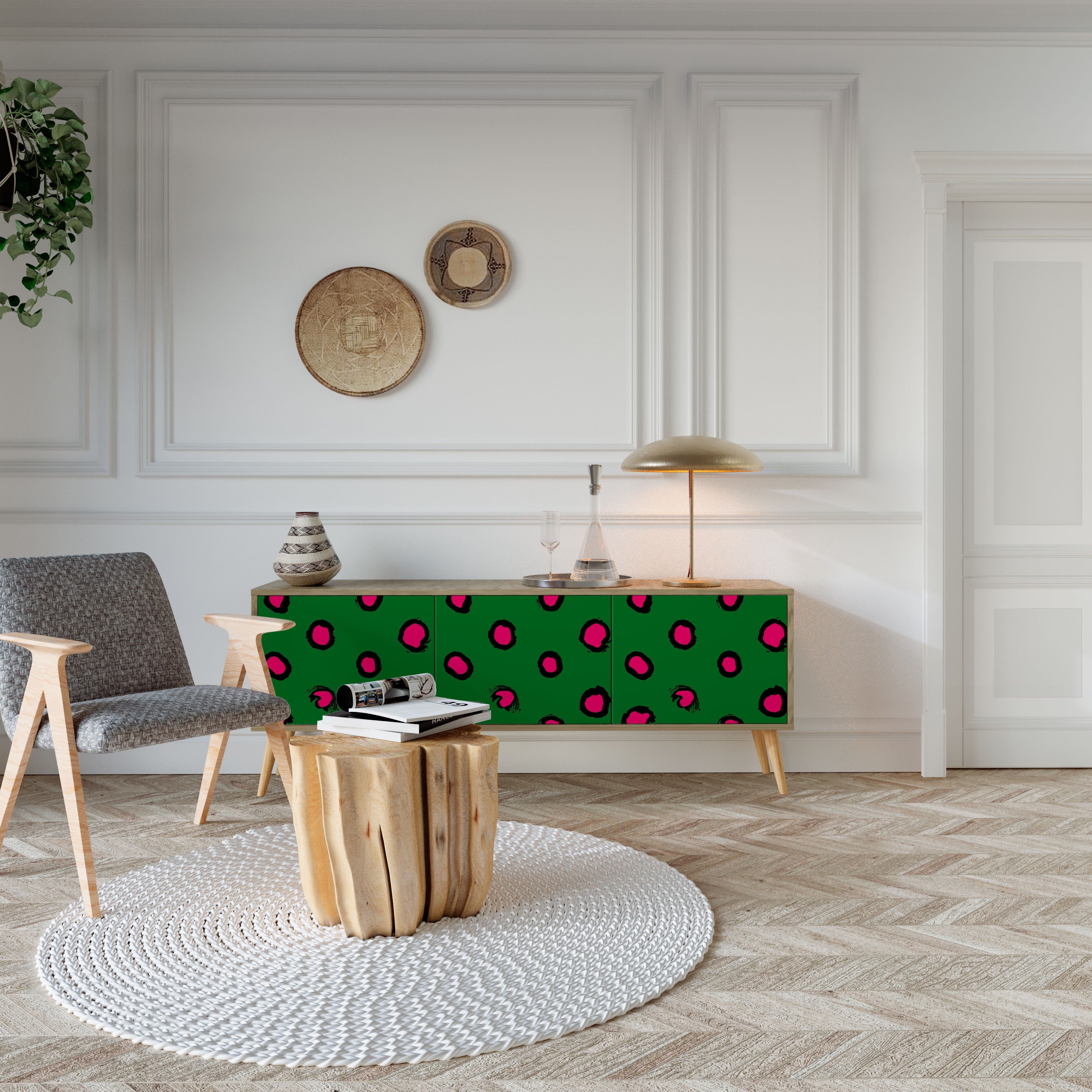 Meuble TV 3 portes FUNKY SPOTS effet chêne