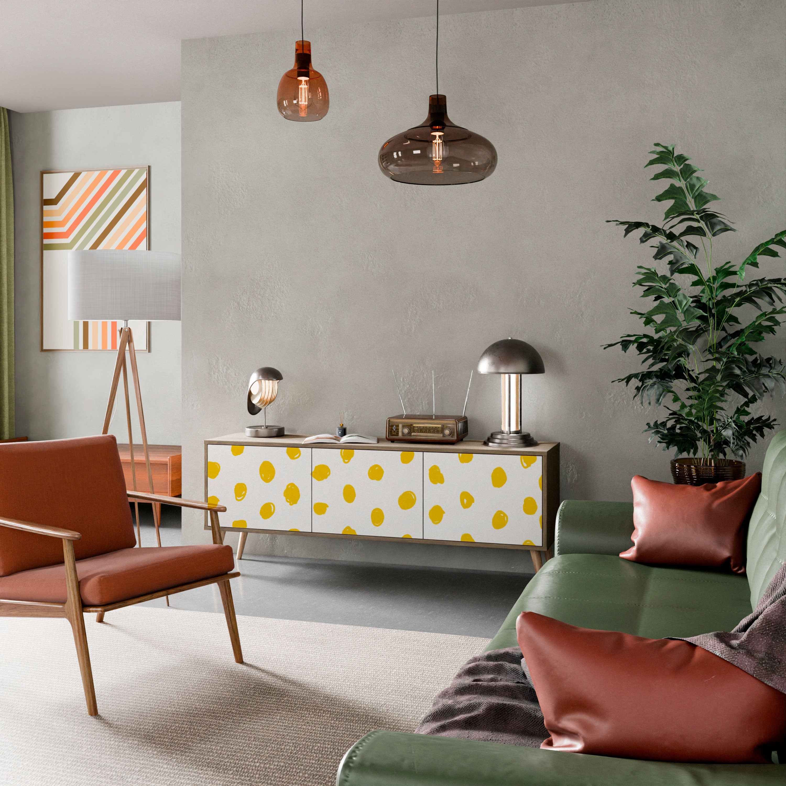 Meuble TV 3 portes RADIANT REVERIE effet chêne