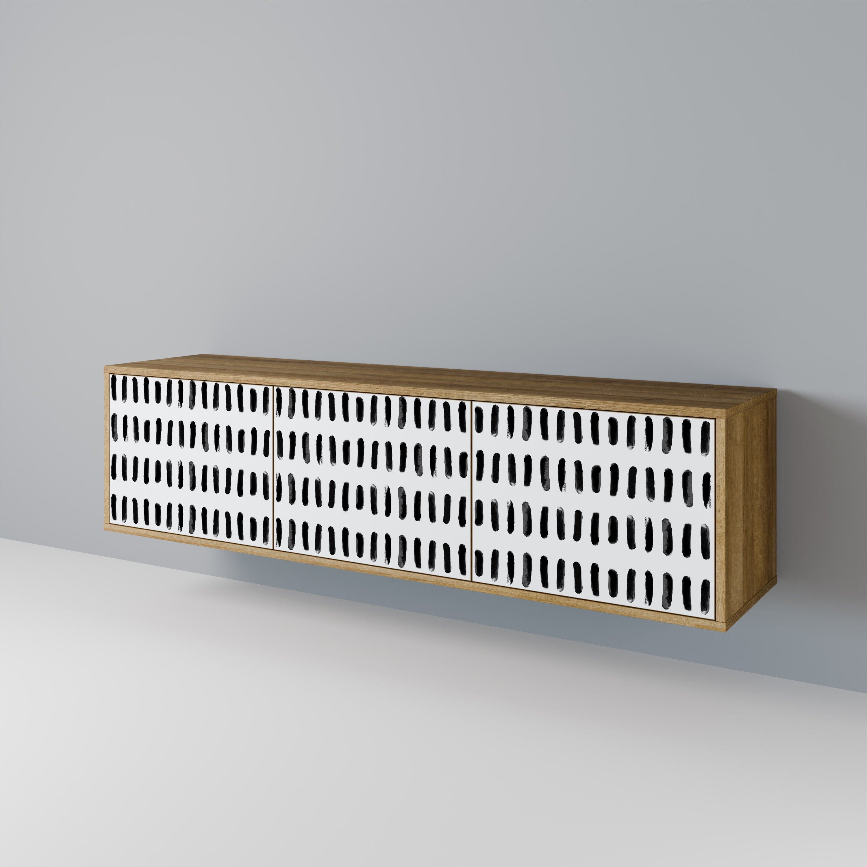 Meuble TV 3 portes NIGHTY MELODIES effet chêne