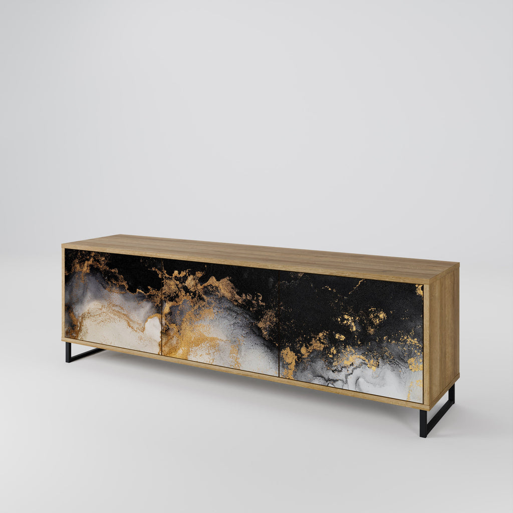 Meuble TV 3 portes MARBLE OF TOMMORROW effet chêne