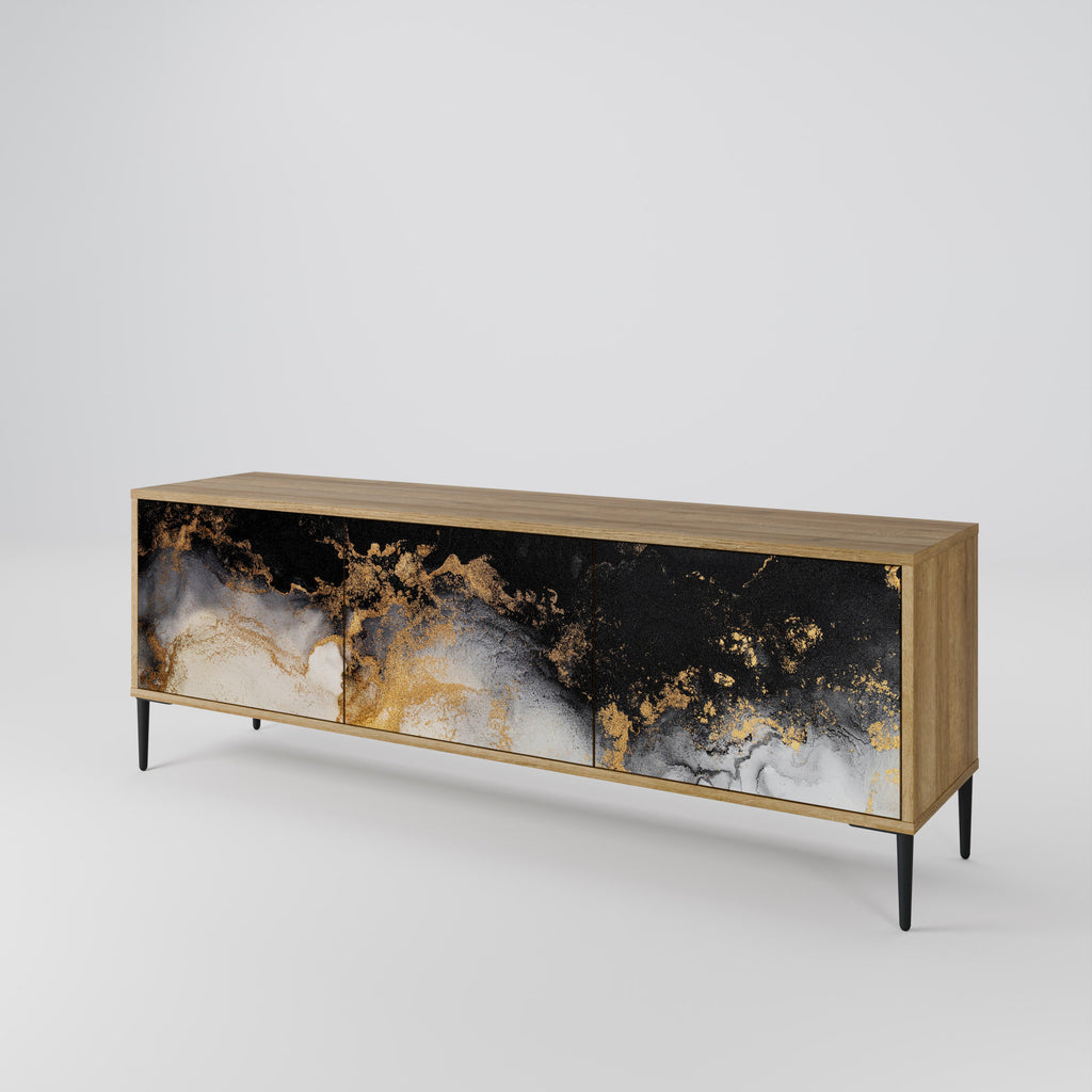 Meuble TV 3 portes MARBLE OF TOMMORROW effet chêne