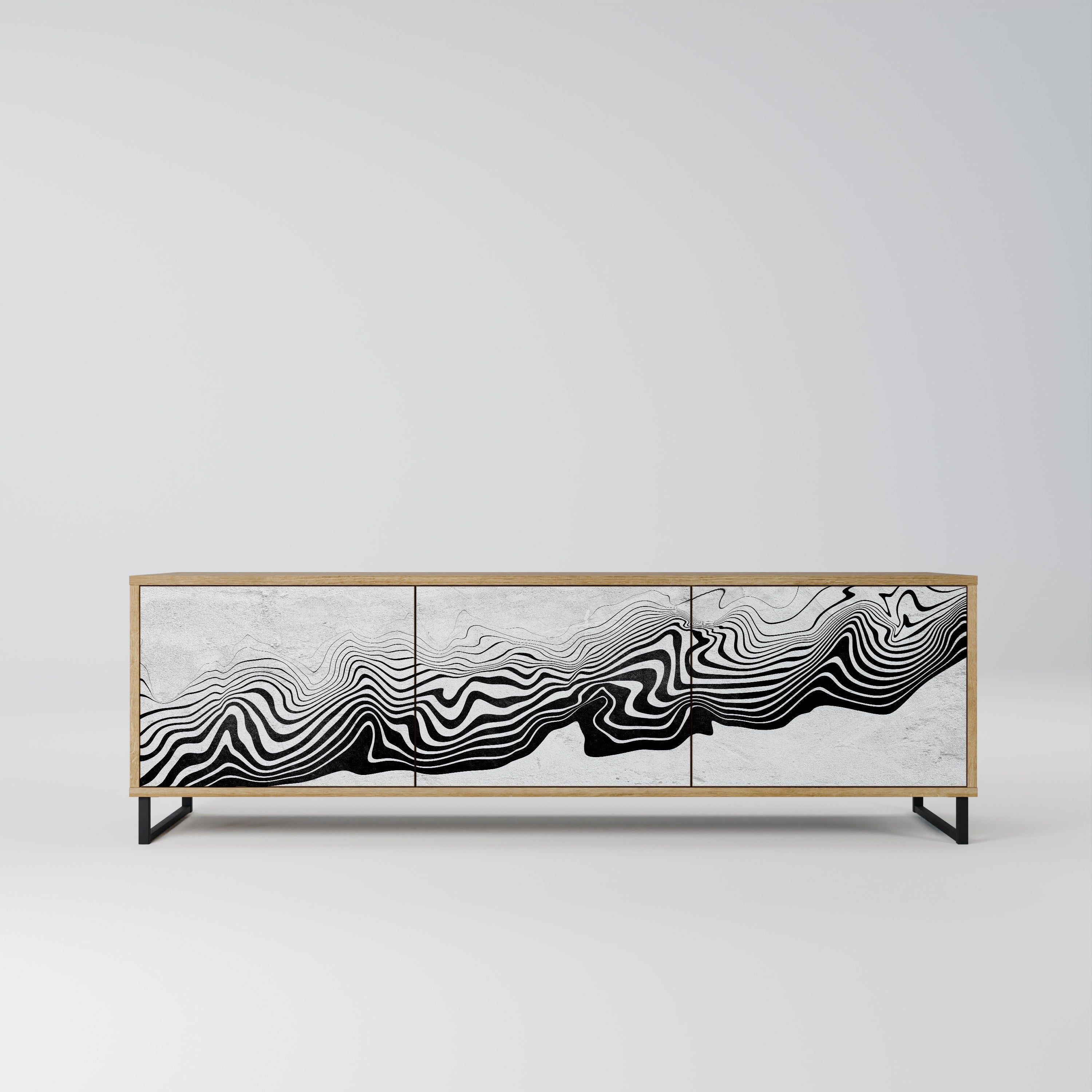 Meuble TV 3 portes MONOCHROME MIRAGE effet chêne