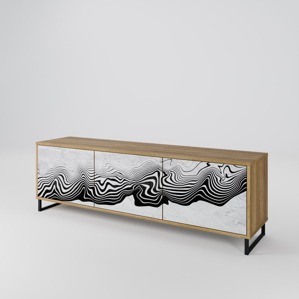 Meuble TV 3 portes MONOCHROME MIRAGE effet chêne