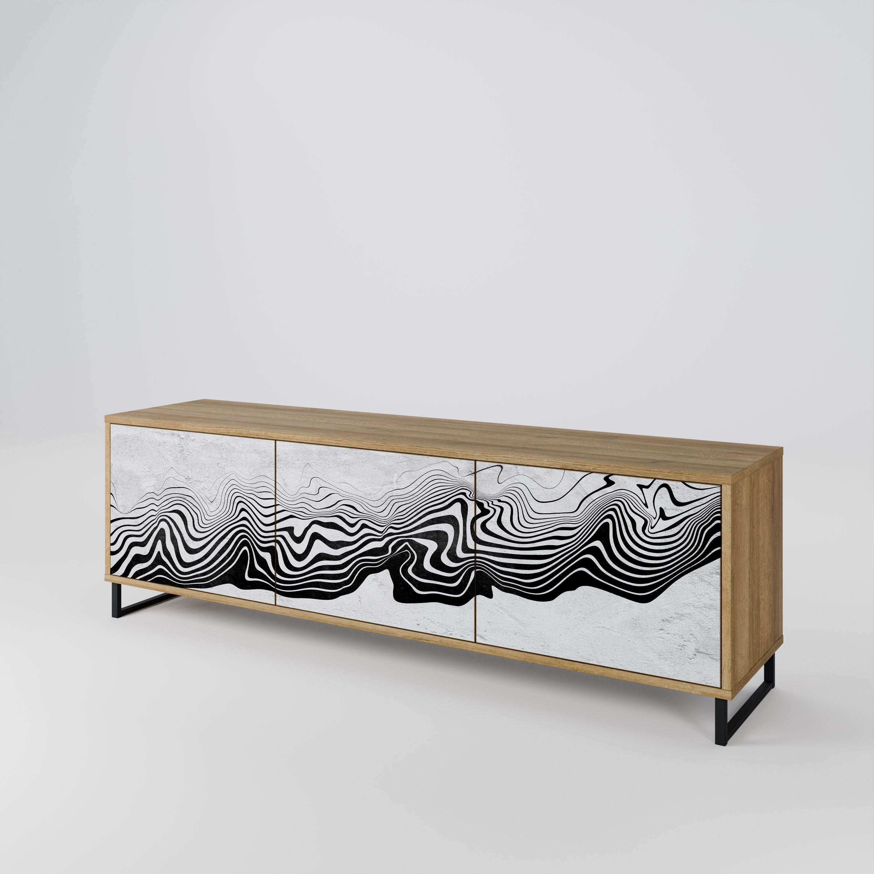 Meuble TV 3 portes MONOCHROME MIRAGE effet chêne