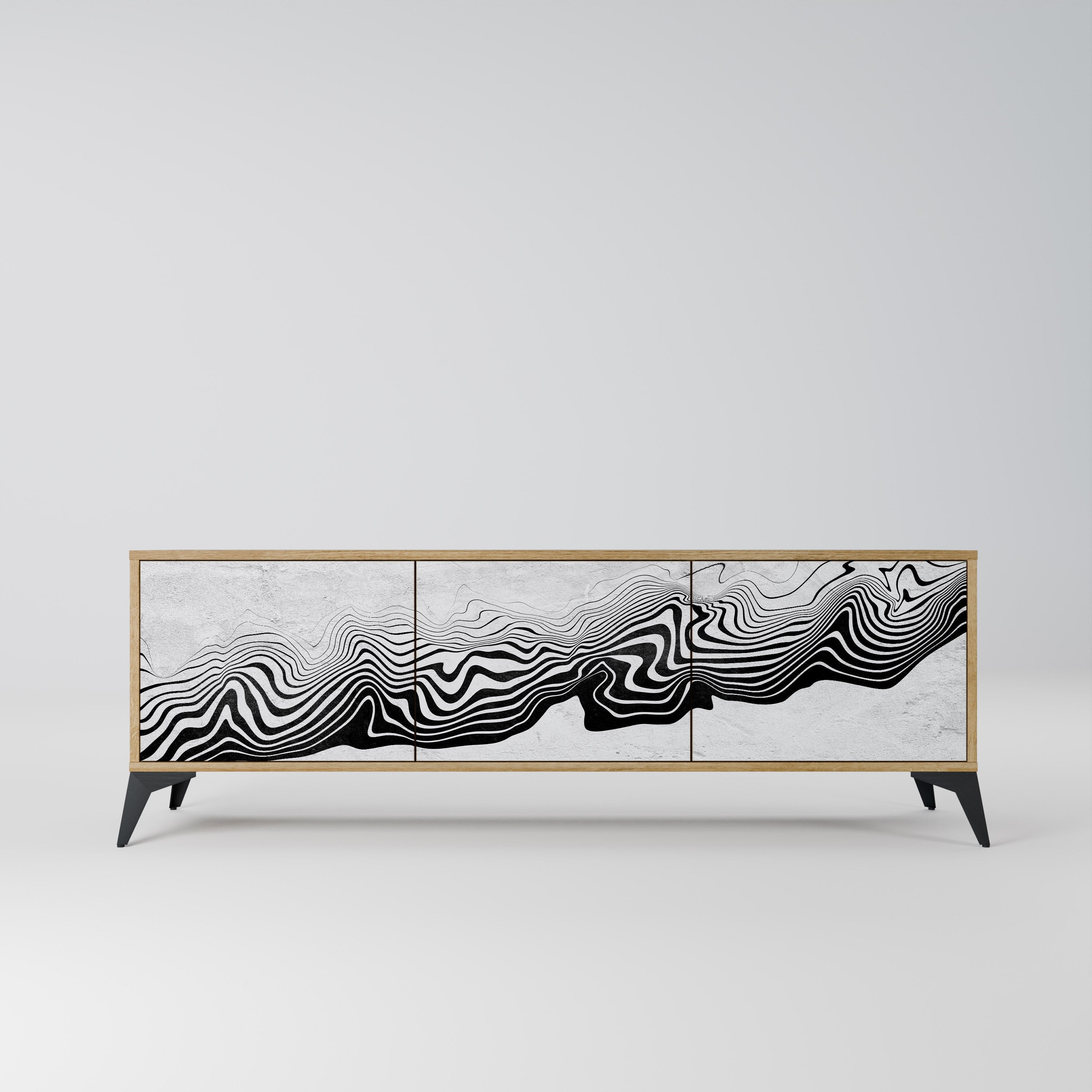 Meuble TV 3 portes MONOCHROME MIRAGE effet chêne