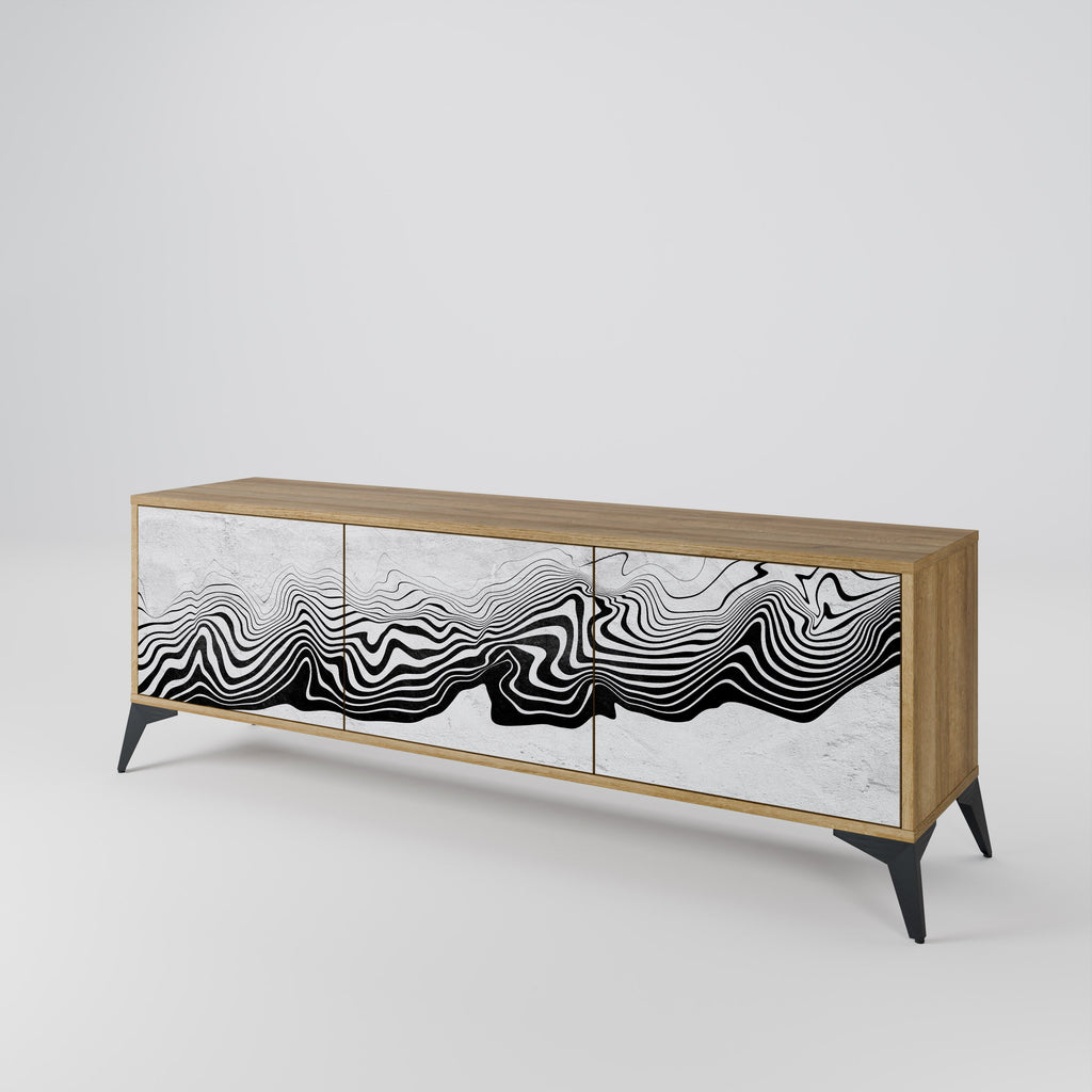 Meuble TV 3 portes MONOCHROME MIRAGE effet chêne