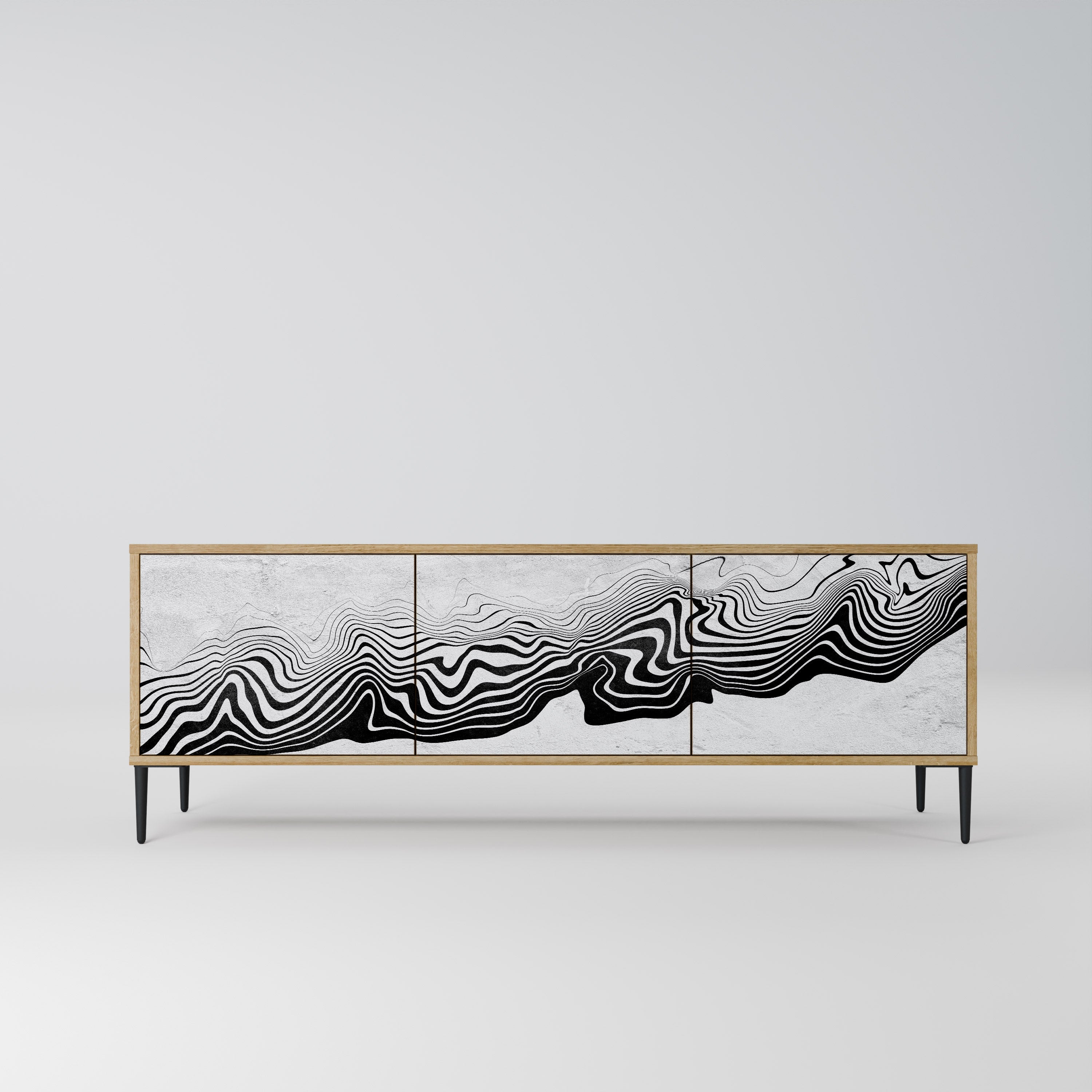 Meuble TV 3 portes MONOCHROME MIRAGE effet chêne