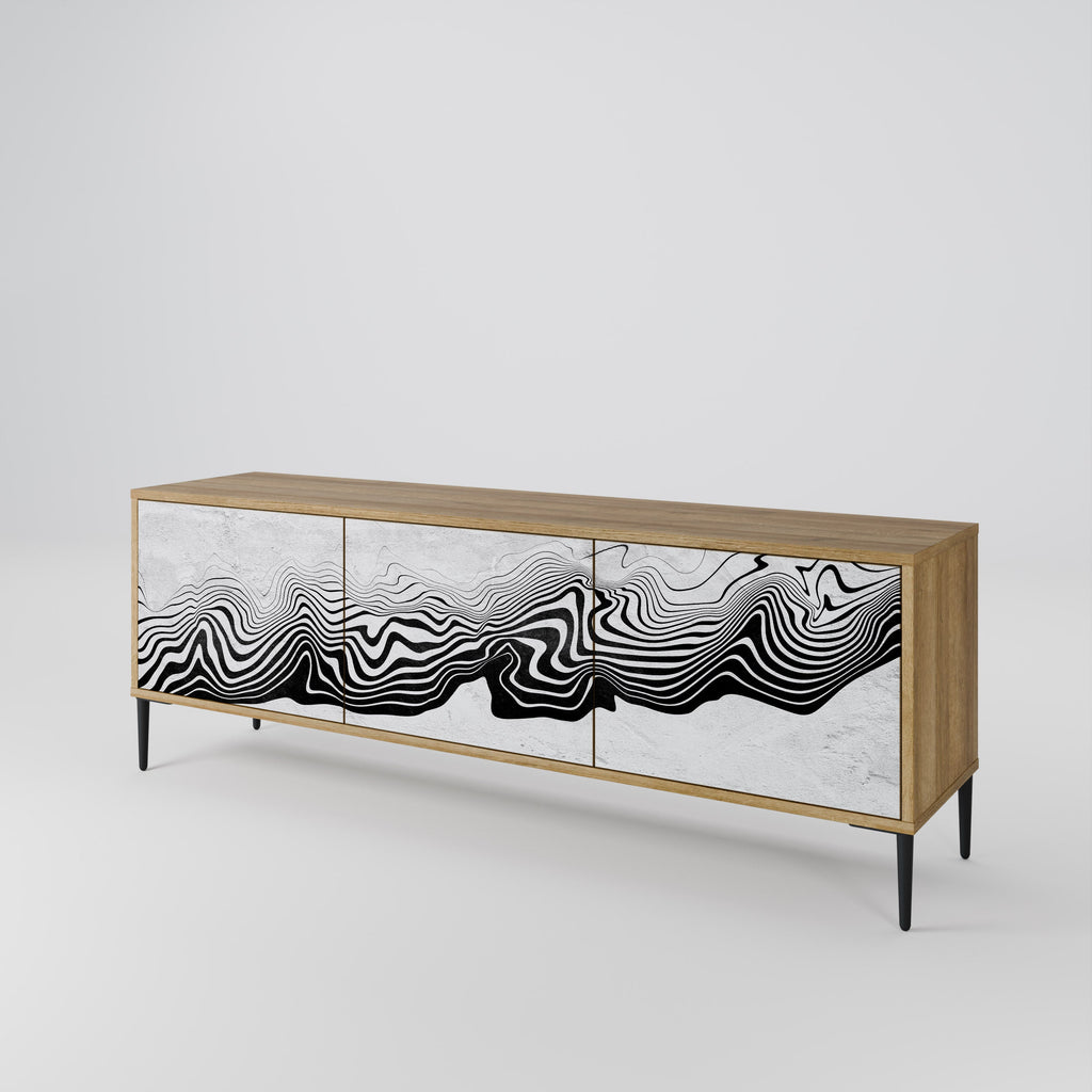 Meuble TV 3 portes MONOCHROME MIRAGE effet chêne