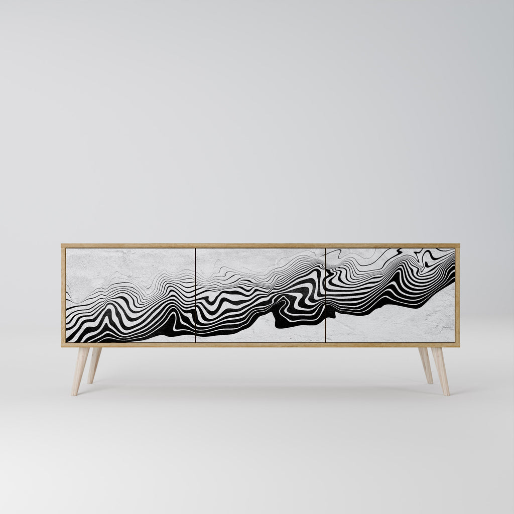 Meuble TV 3 portes MONOCHROME MIRAGE effet chêne