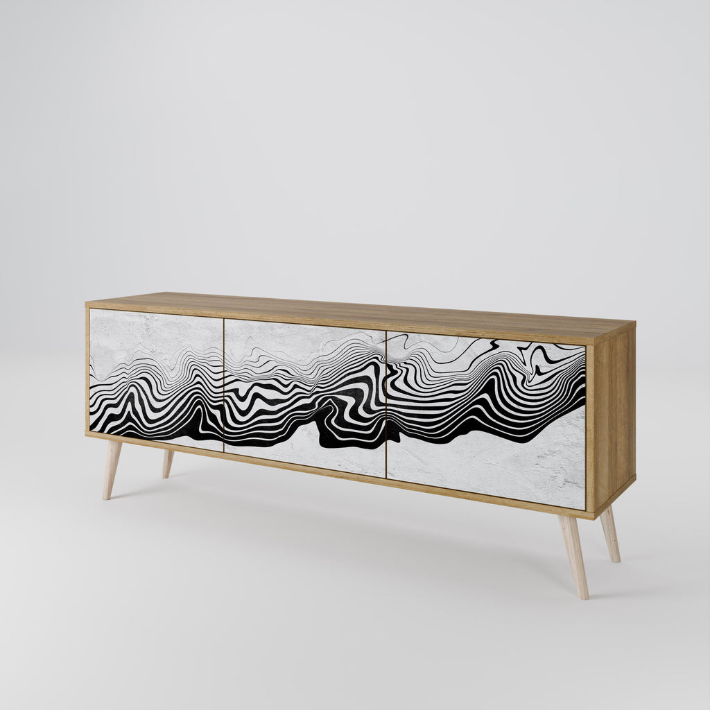 Meuble TV 3 portes MONOCHROME MIRAGE effet chêne