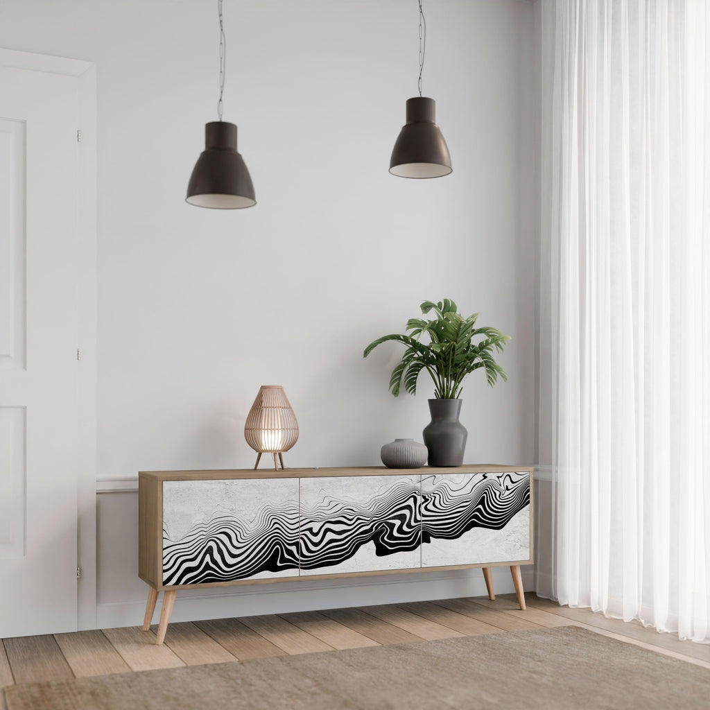 Meuble TV 3 portes MONOCHROME MIRAGE effet chêne