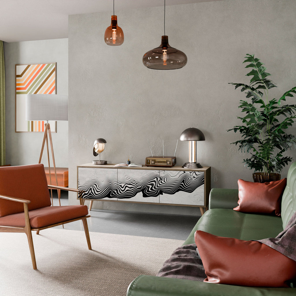 Meuble TV 3 portes MONOCHROME MIRAGE effet chêne