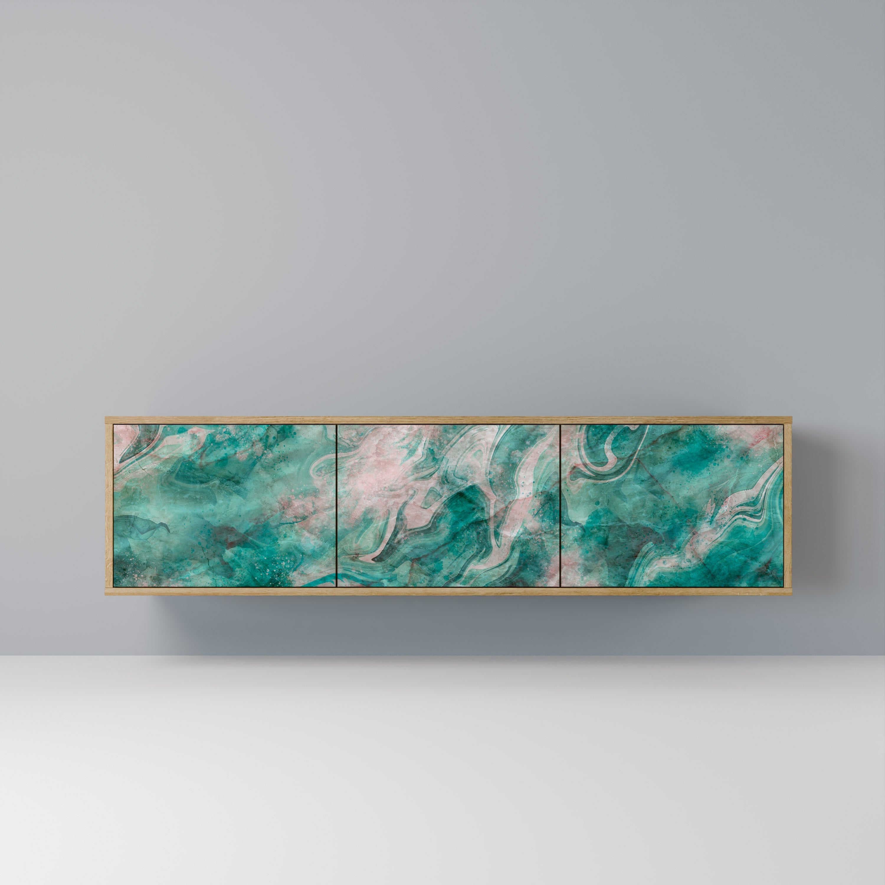 Meuble TV 3 portes ABSTRACT ALCHEMY effet chêne