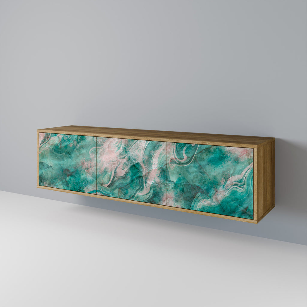 Meuble TV 3 portes ABSTRACT ALCHEMY effet chêne
