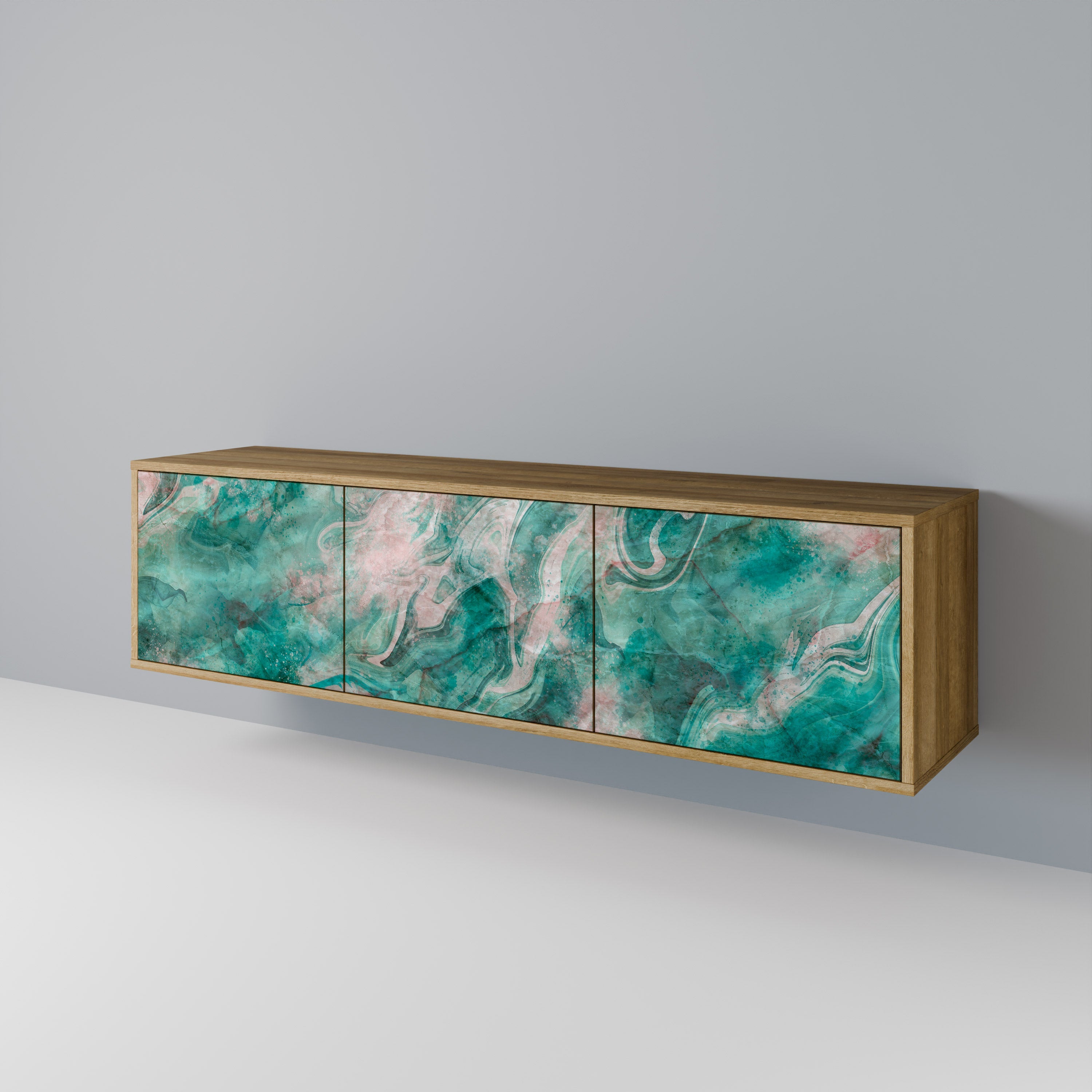 Meuble TV 3 portes ABSTRACT ALCHEMY effet chêne