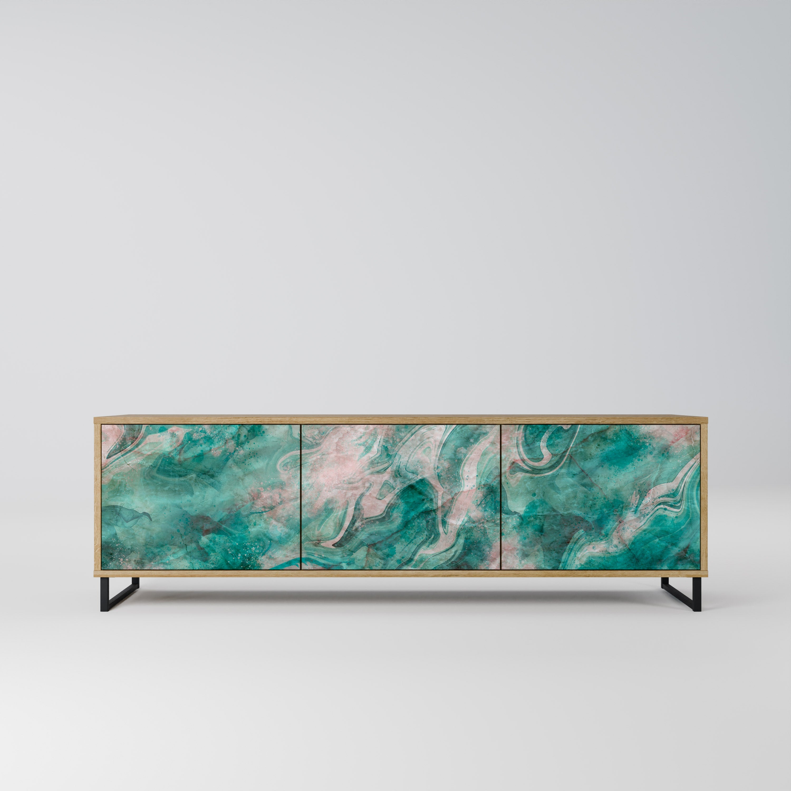 Meuble TV 3 portes ABSTRACT ALCHEMY effet chêne