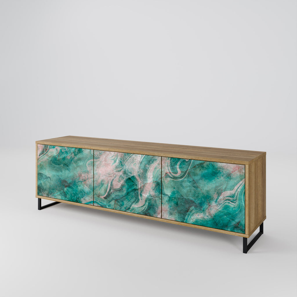Meuble TV 3 portes ABSTRACT ALCHEMY effet chêne