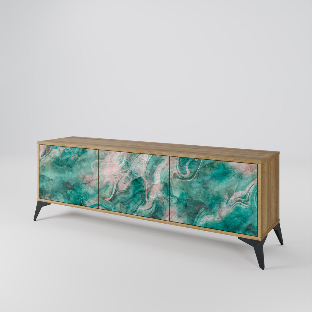 Meuble TV 3 portes ABSTRACT ALCHEMY effet chêne
