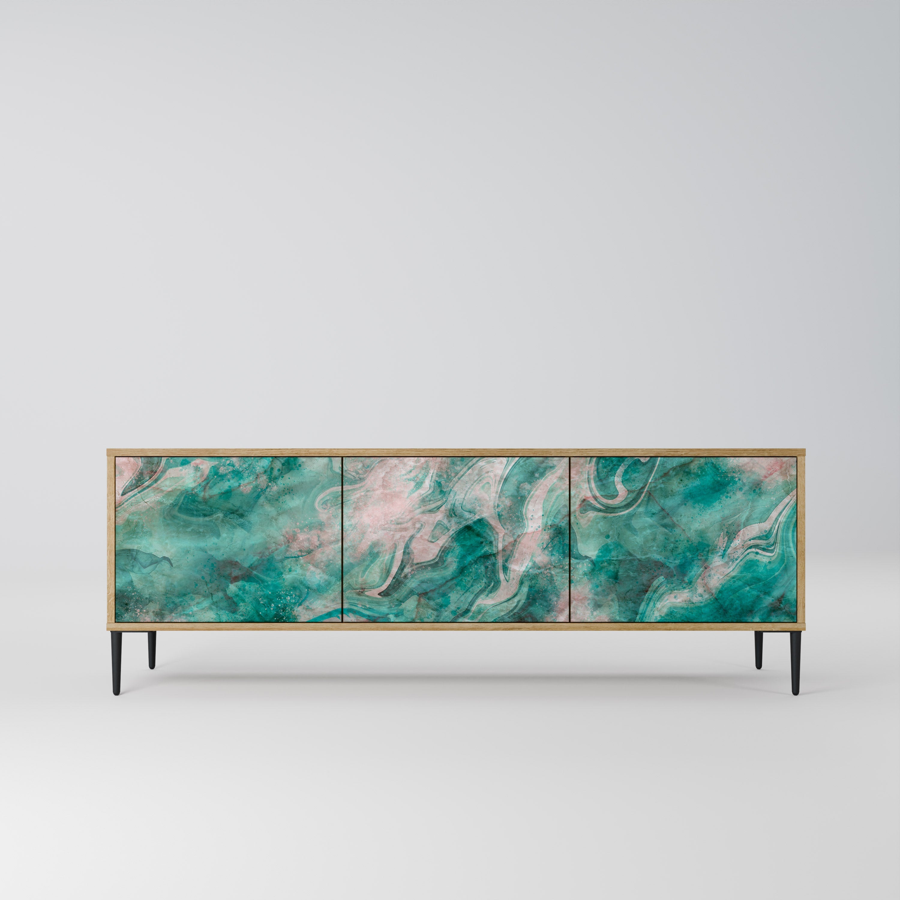 Meuble TV 3 portes ABSTRACT ALCHEMY effet chêne