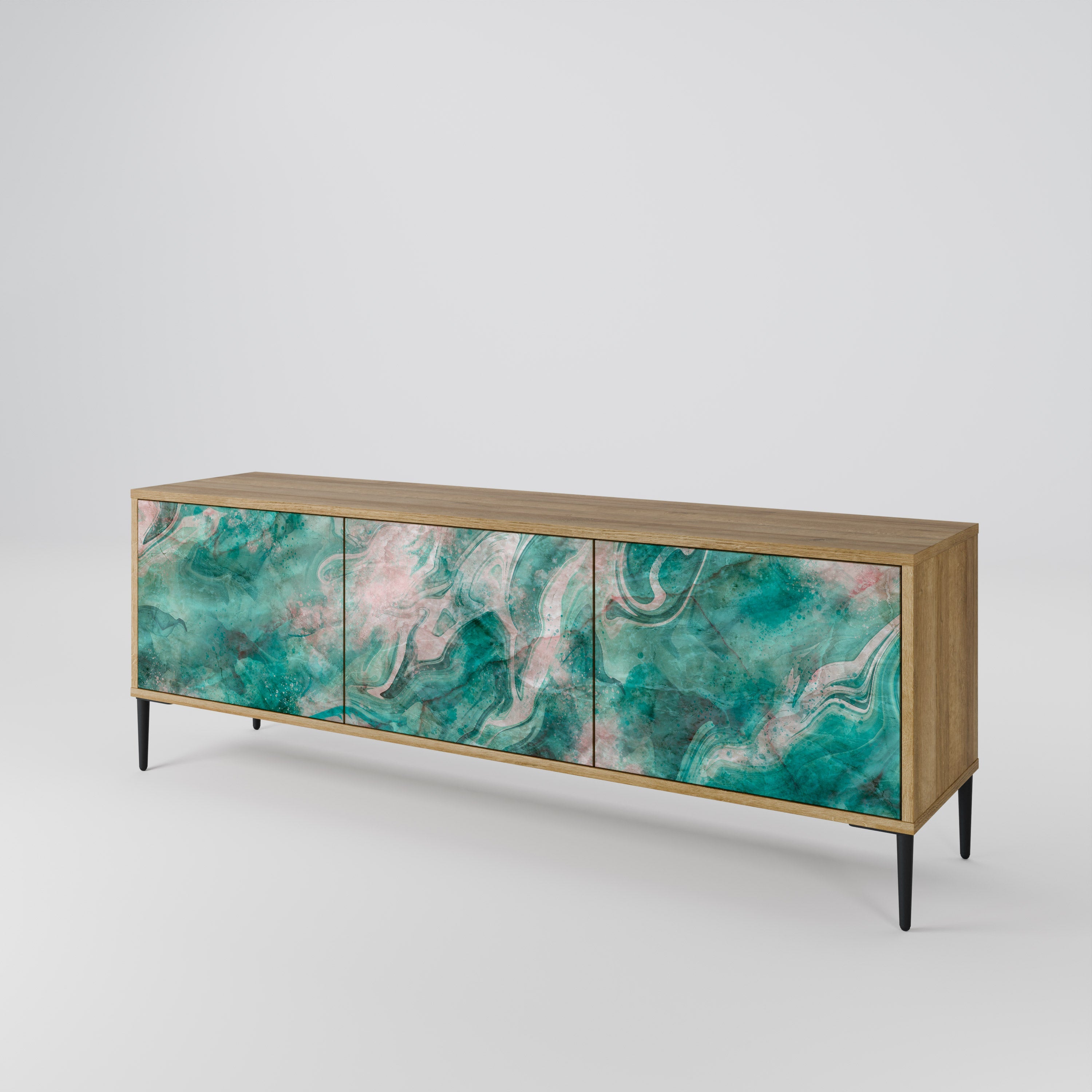 Meuble TV 3 portes ABSTRACT ALCHEMY effet chêne