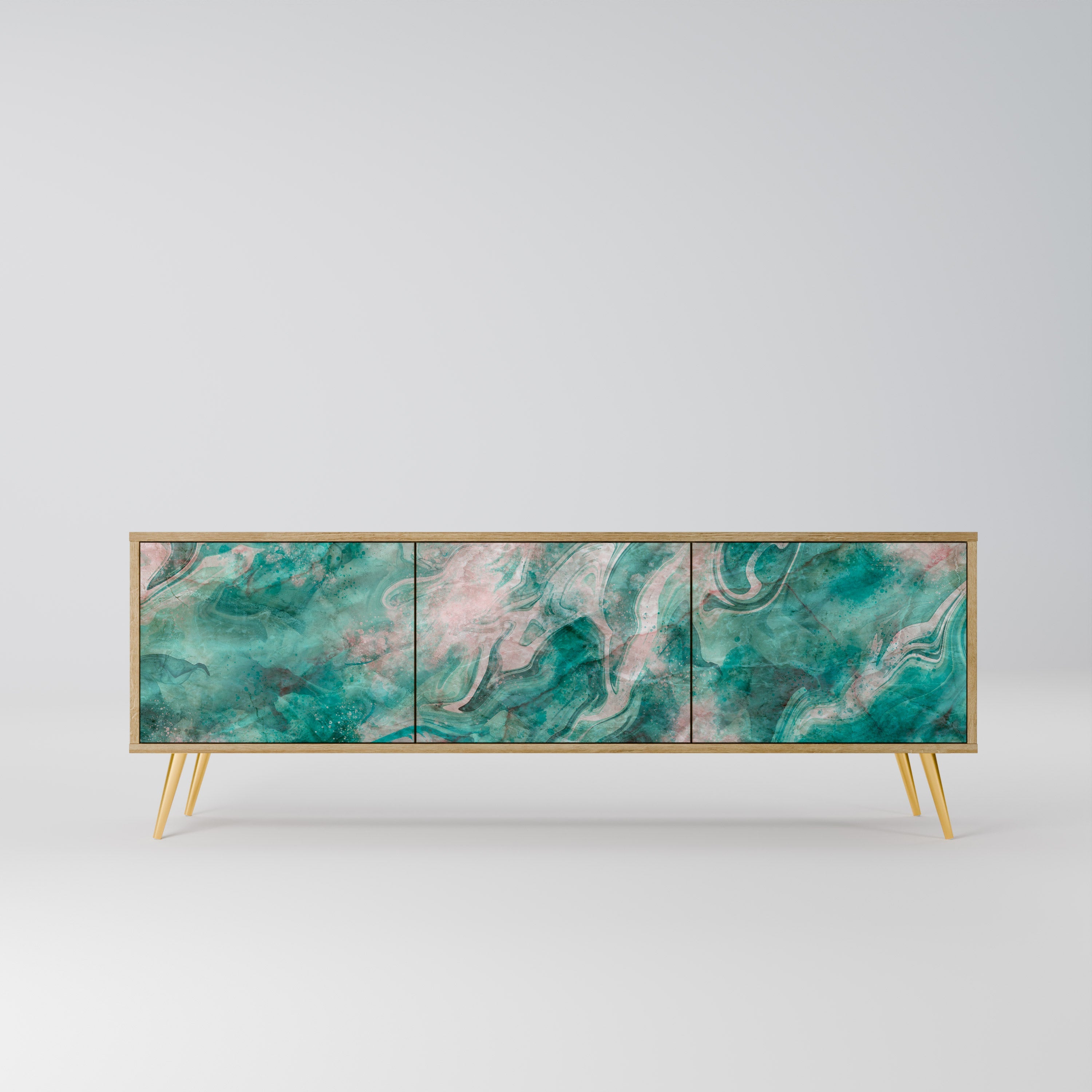 Meuble TV 3 portes ABSTRACT ALCHEMY effet chêne