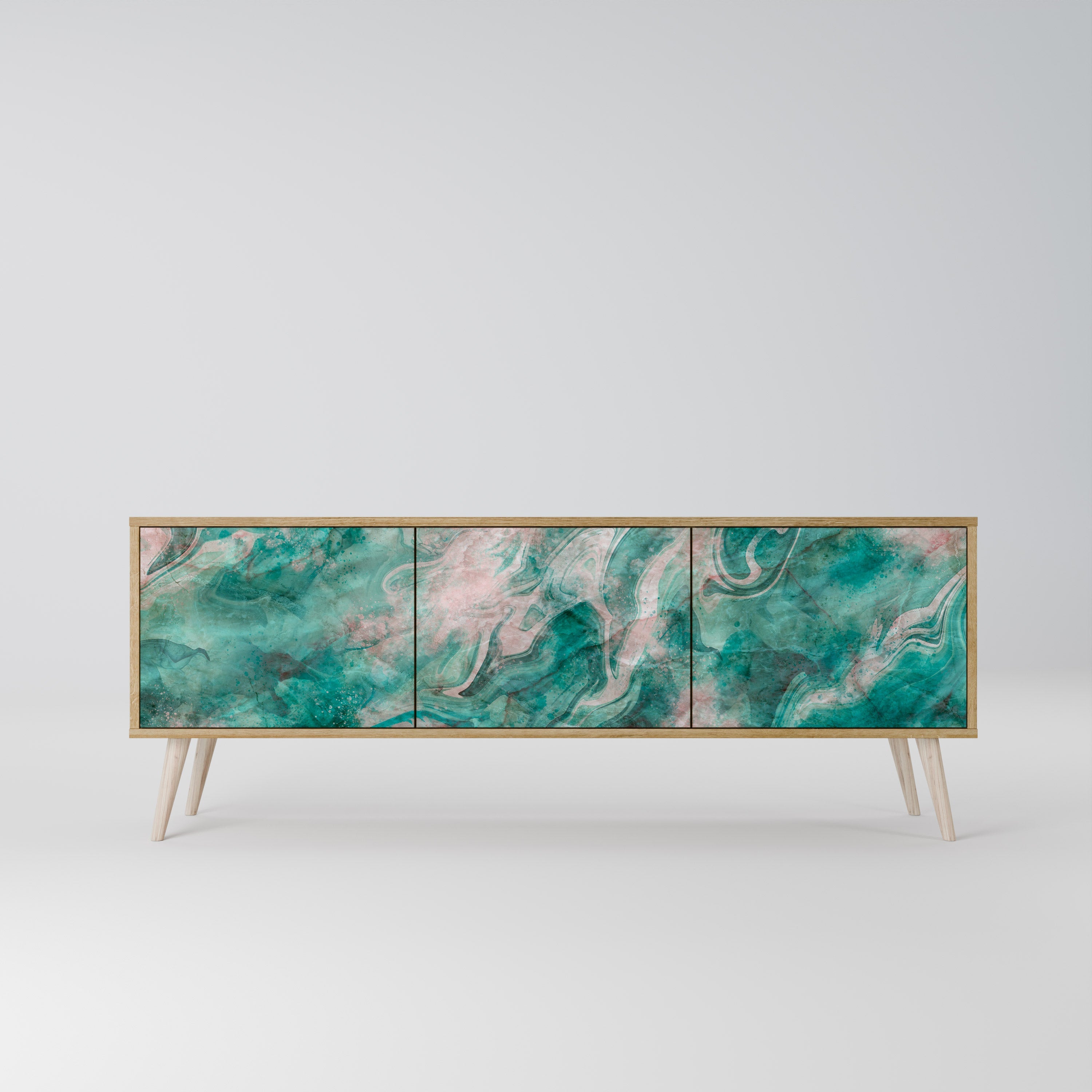 Meuble TV 3 portes ABSTRACT ALCHEMY effet chêne