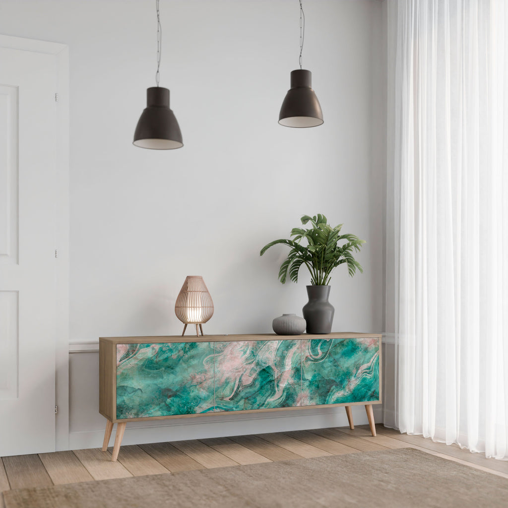 Meuble TV 3 portes ABSTRACT ALCHEMY effet chêne