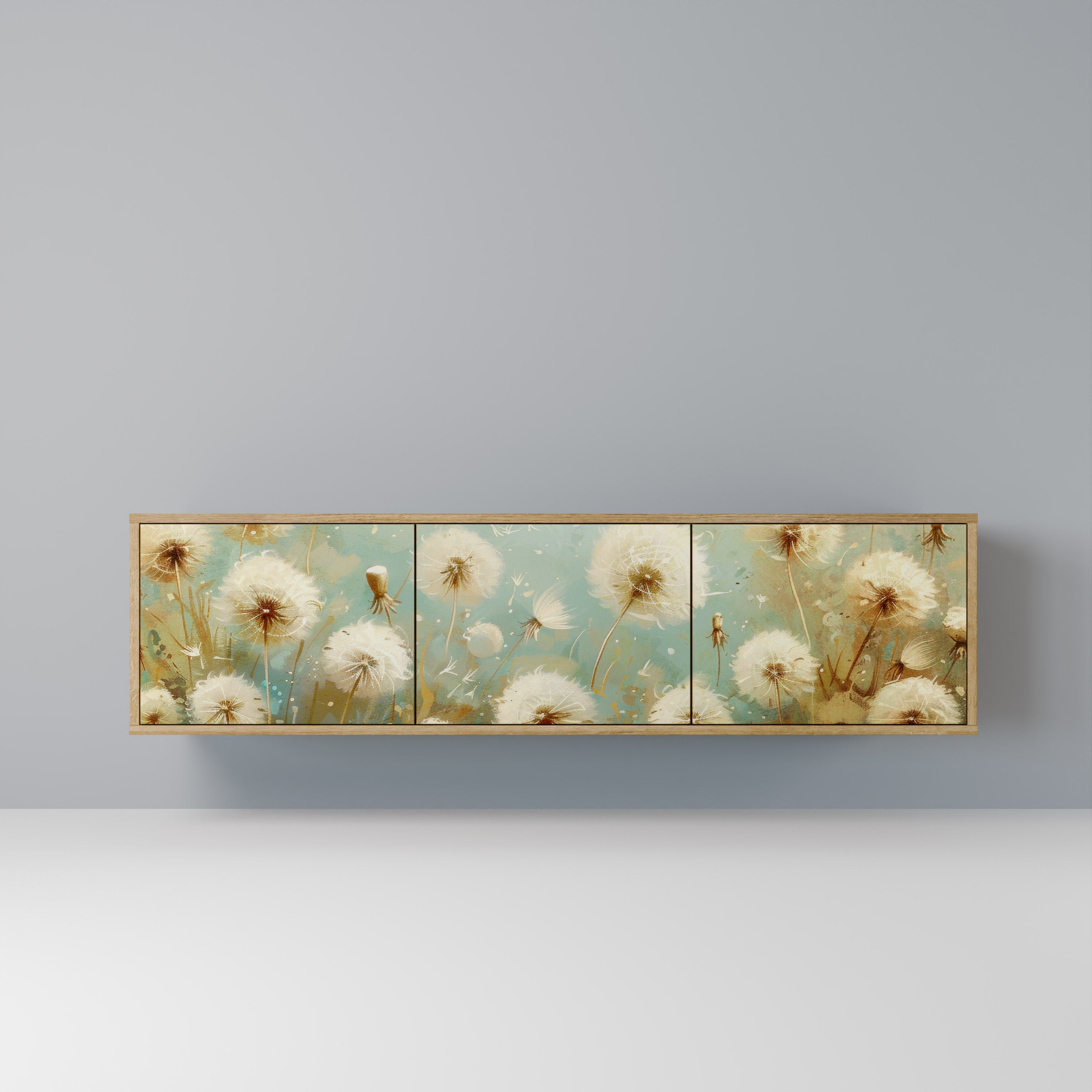 Meuble TV 3 portes DREAMY MEADOW effet chêne