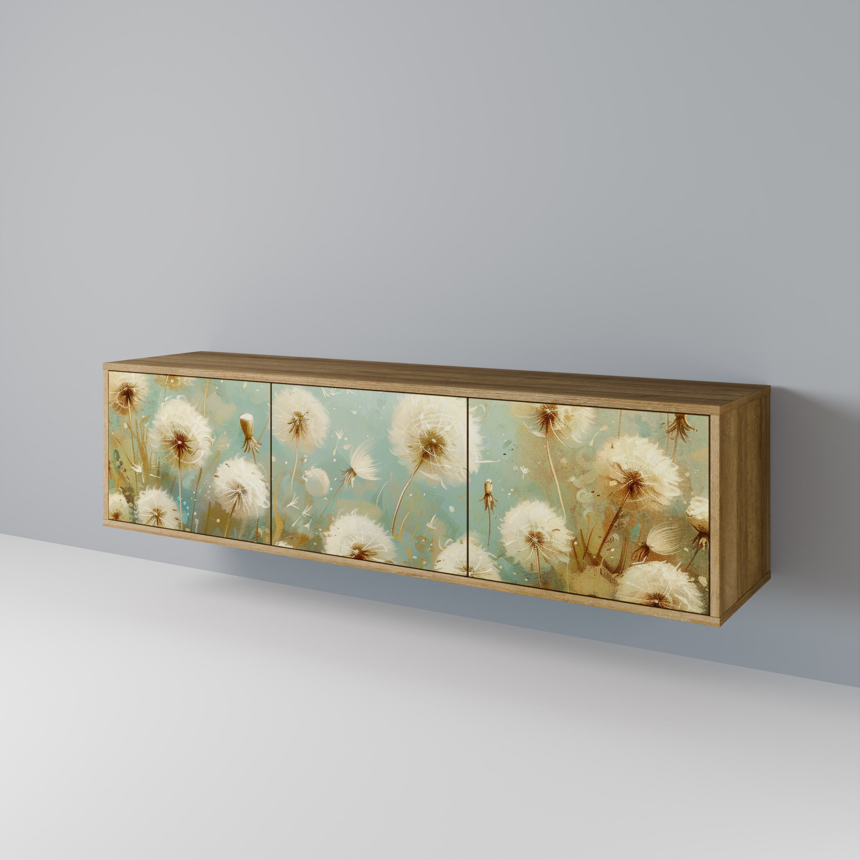 Meuble TV 3 portes DREAMY MEADOW effet chêne