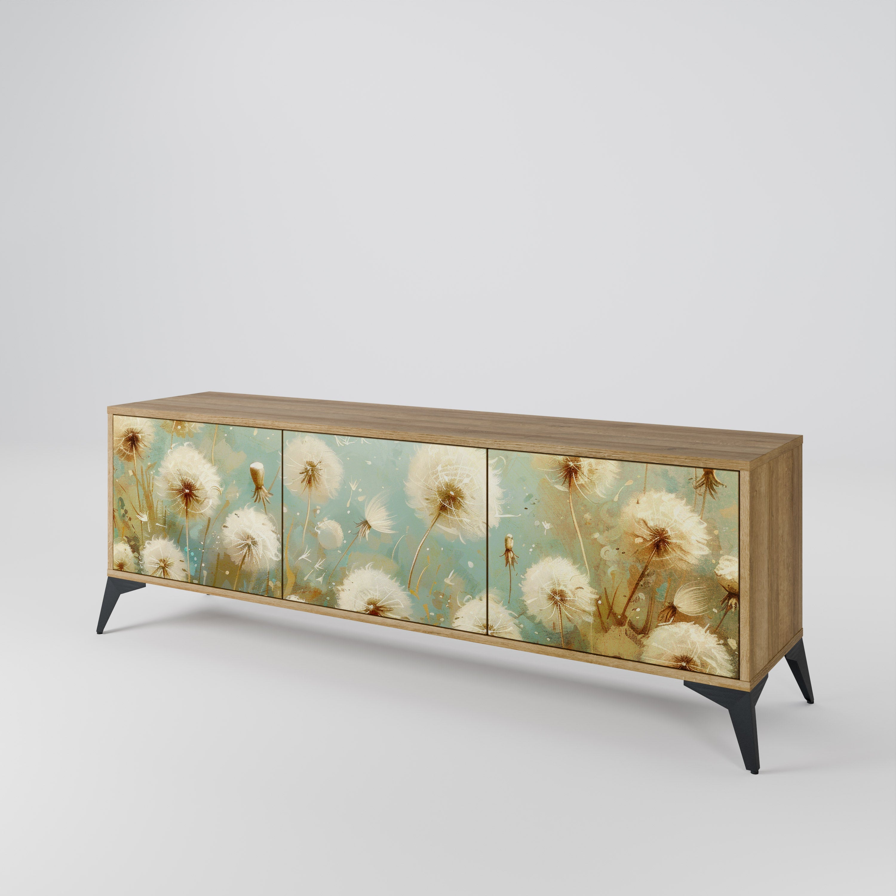 Meuble TV 3 portes DREAMY MEADOW effet chêne