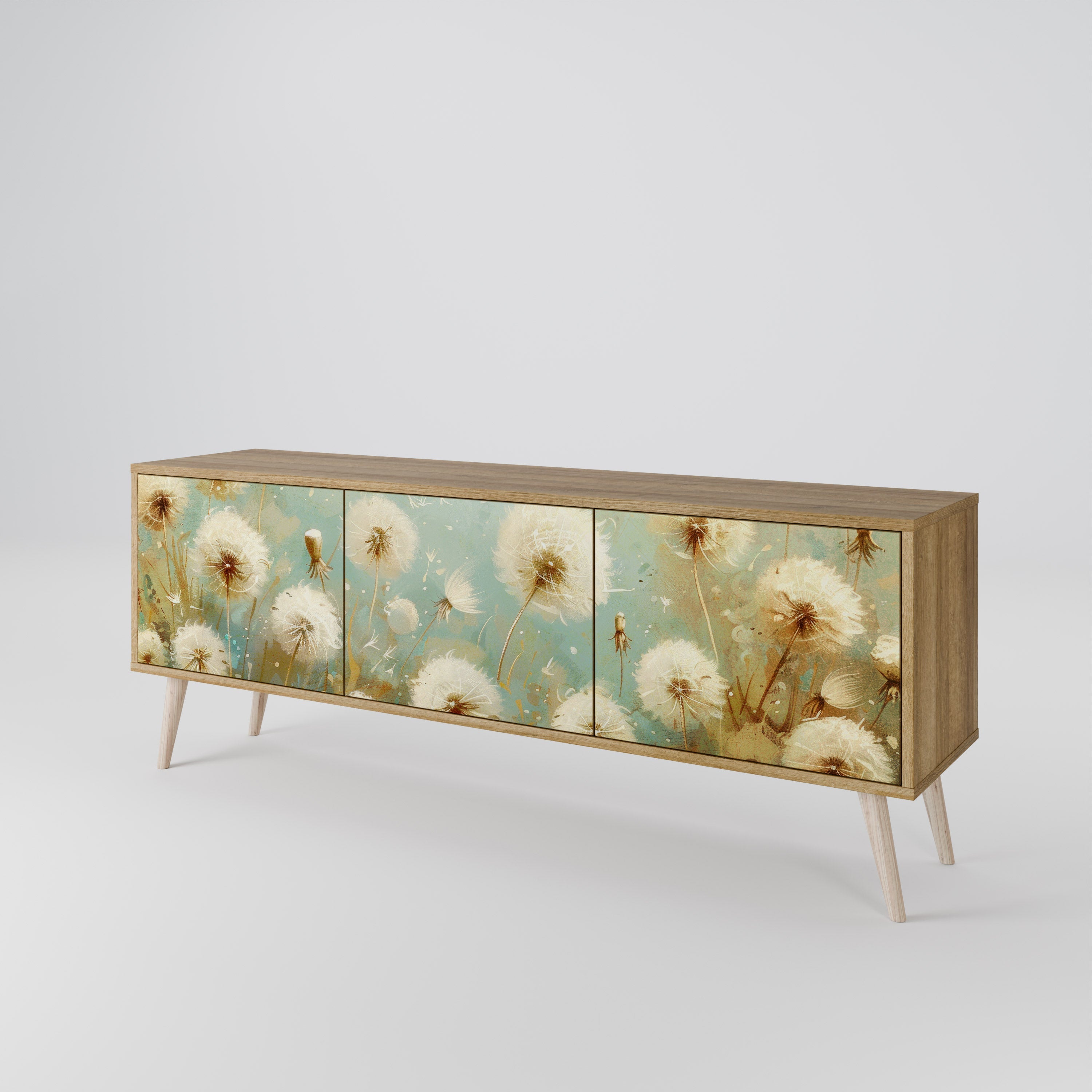 Meuble TV 3 portes DREAMY MEADOW effet chêne