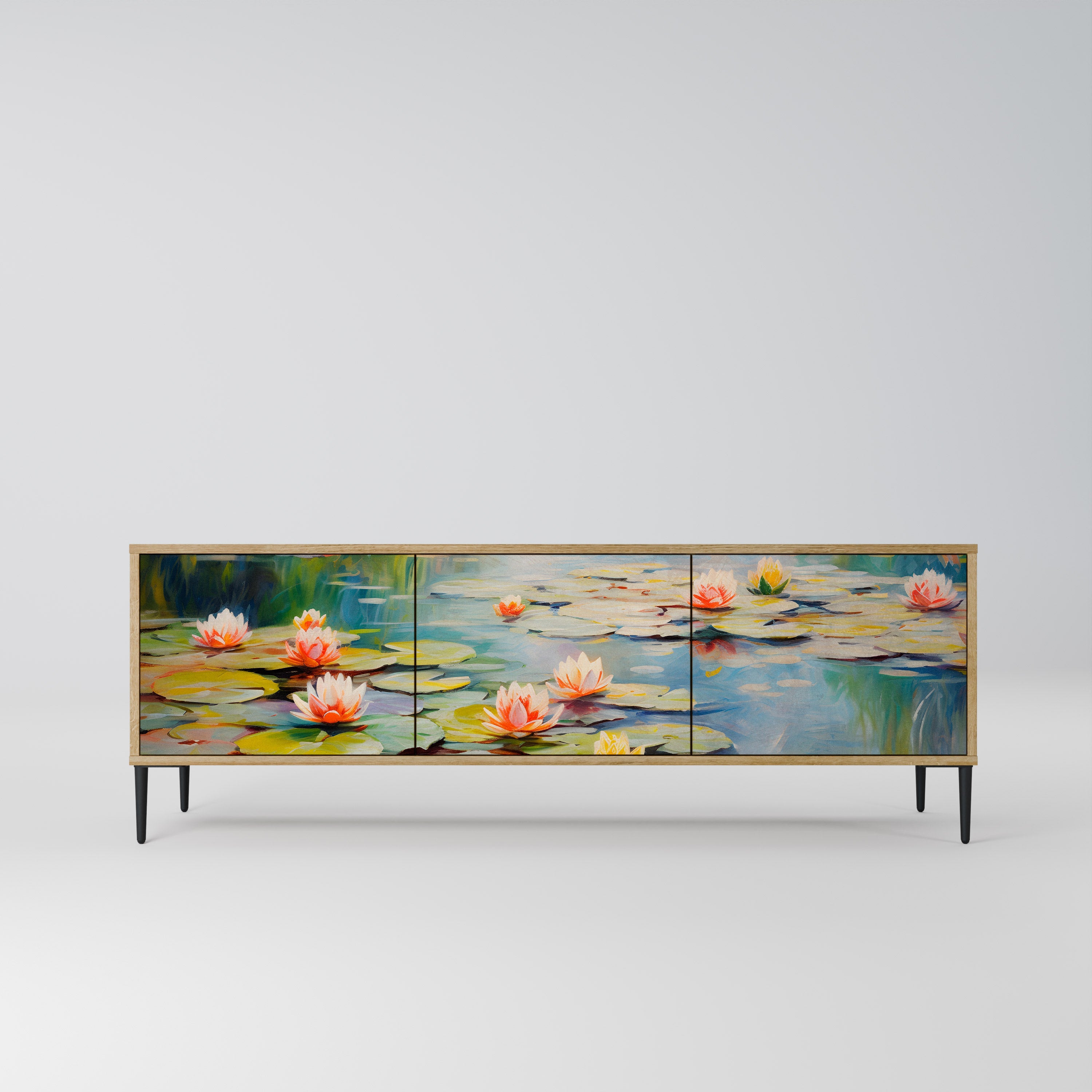 Meuble TV 3 portes BLOOMING WATERS effet chêne