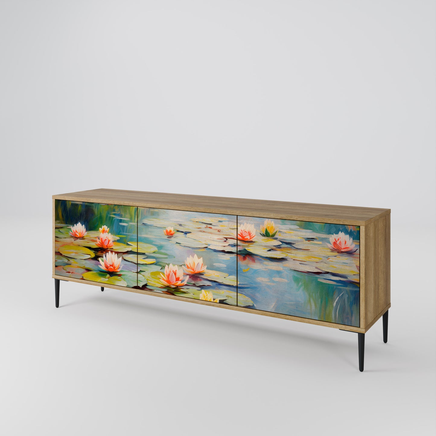 BLOOMING WATERS 3-Door TV Cabinet