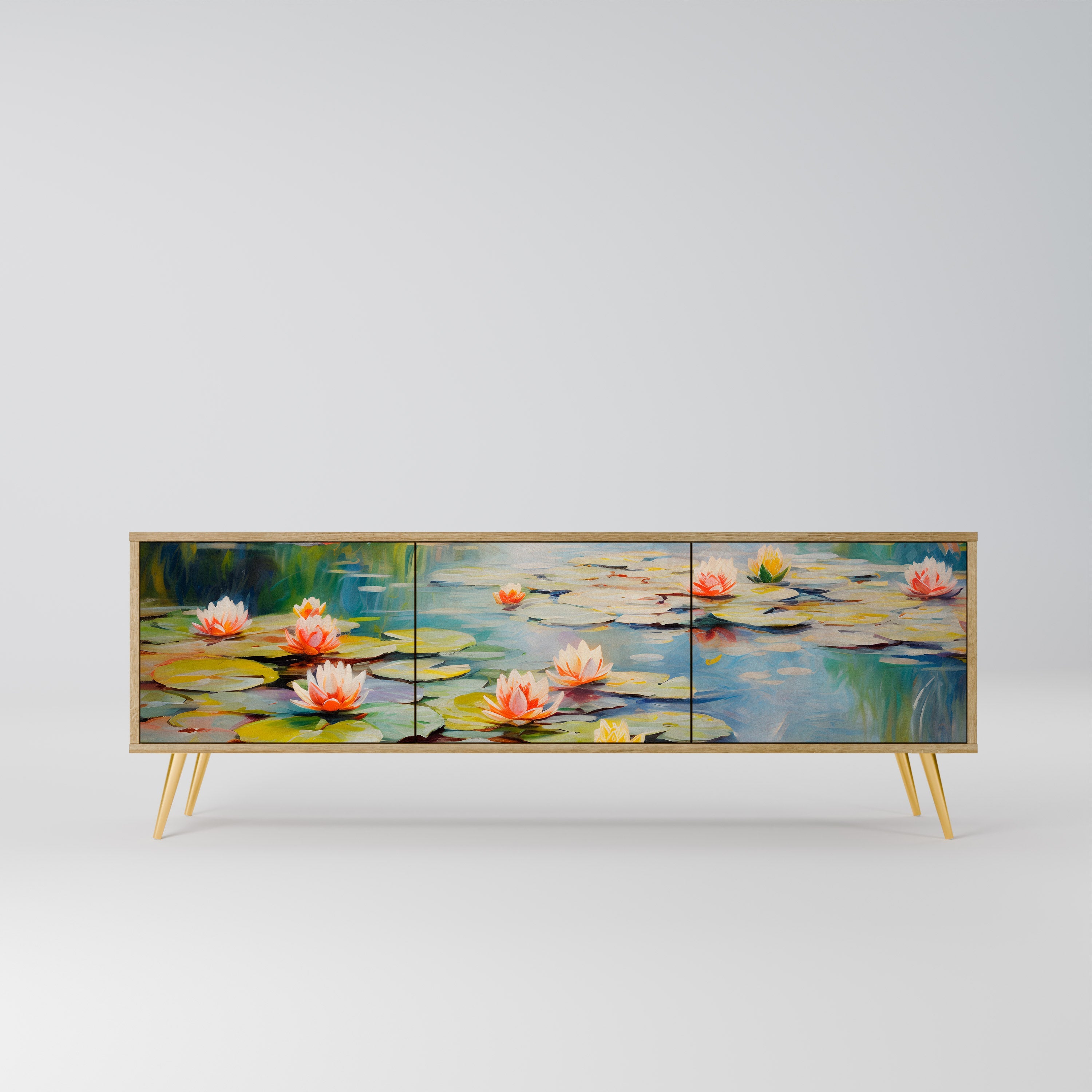 Meuble TV 3 portes BLOOMING WATERS effet chêne