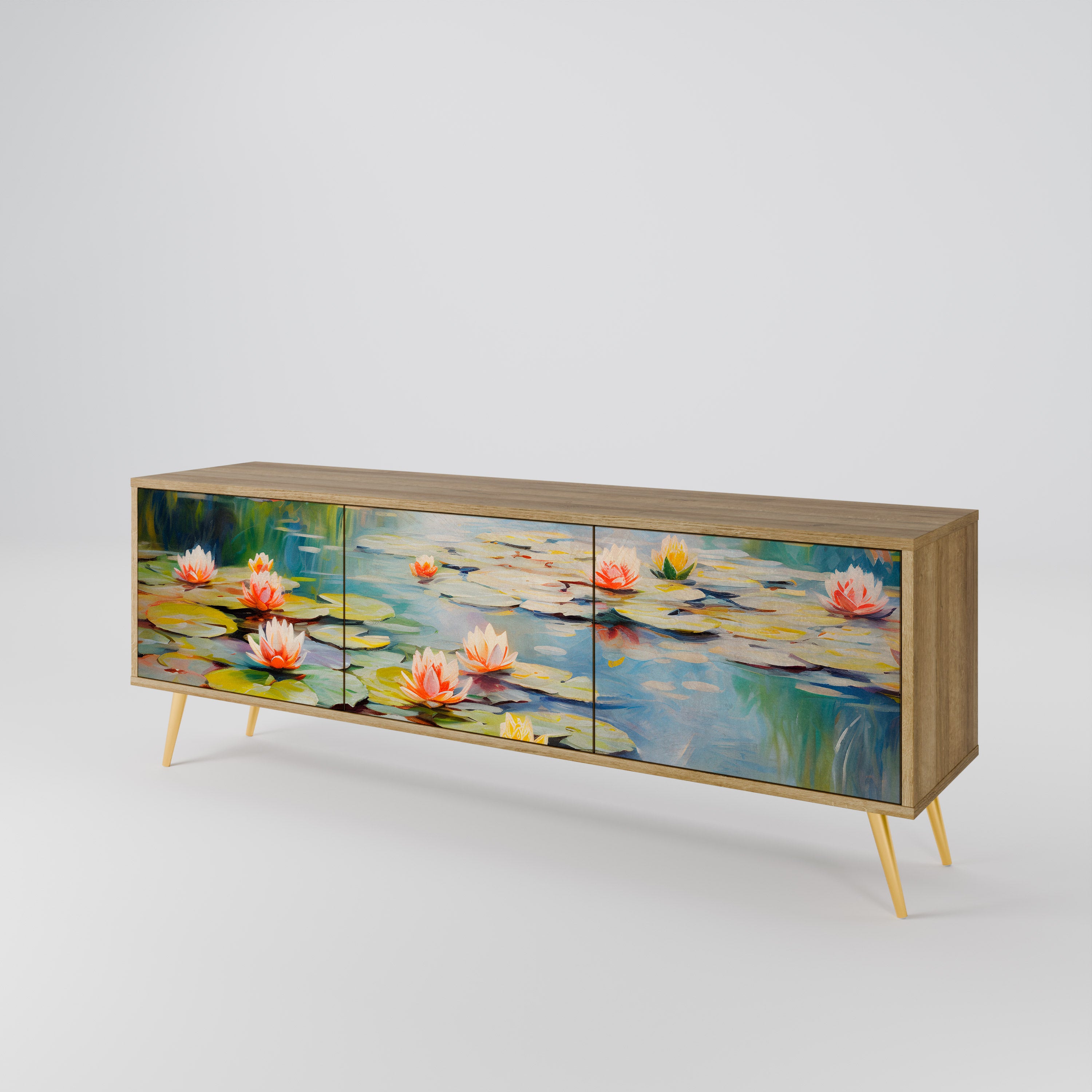 BLOOMING WATERS 3-Door TV Cabinet