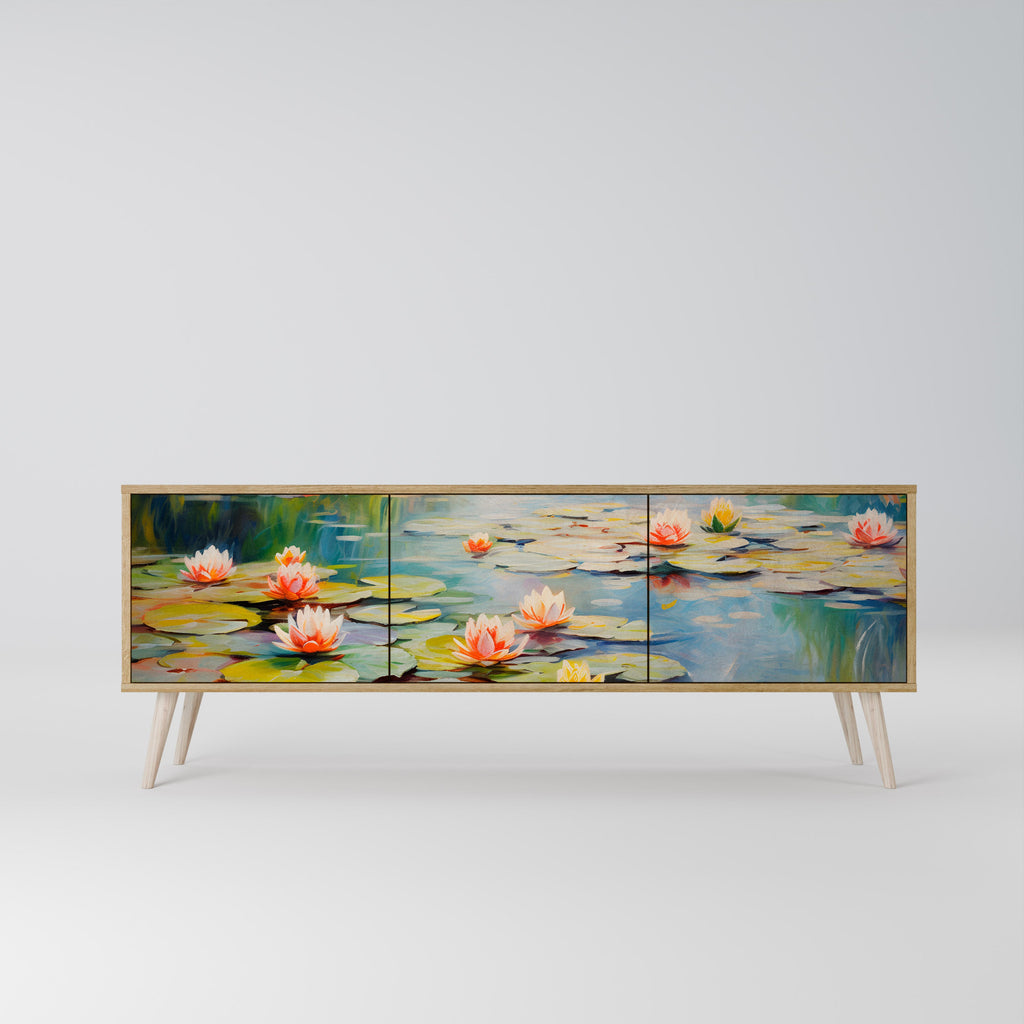 Meuble TV 3 portes BLOOMING WATERS effet chêne