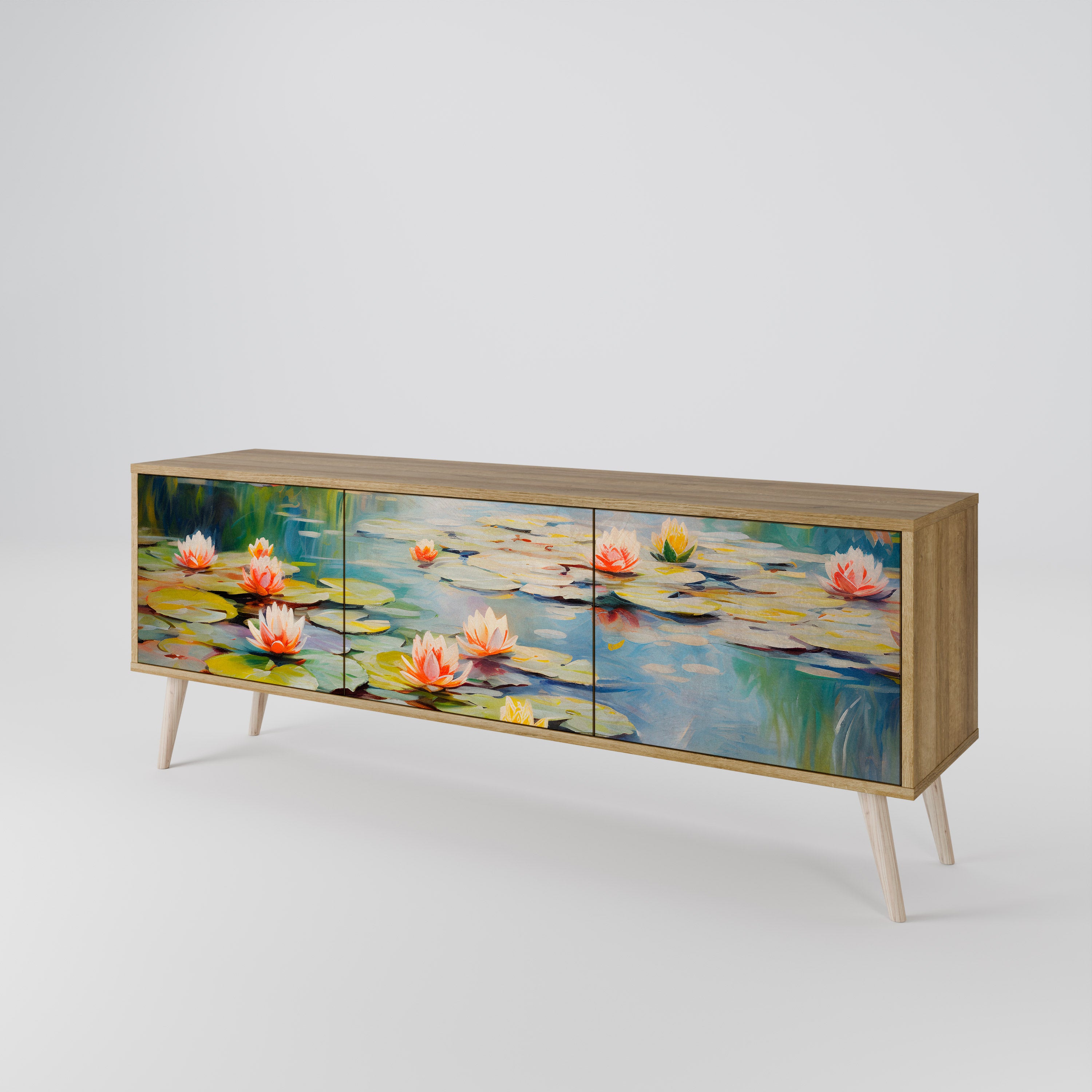 BLOOMING WATERS 3-Door TV Cabinet