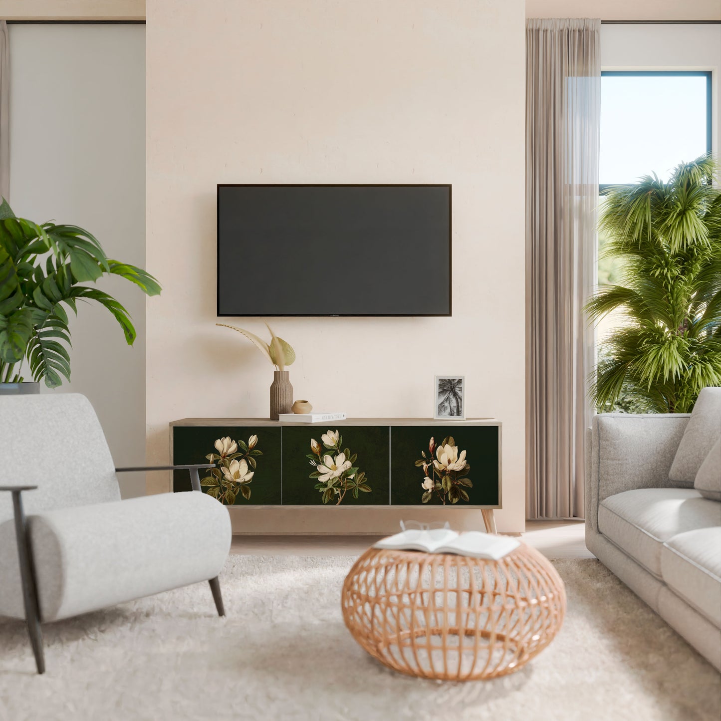 FLORAL NOIR 3-Door TV Cabinet
