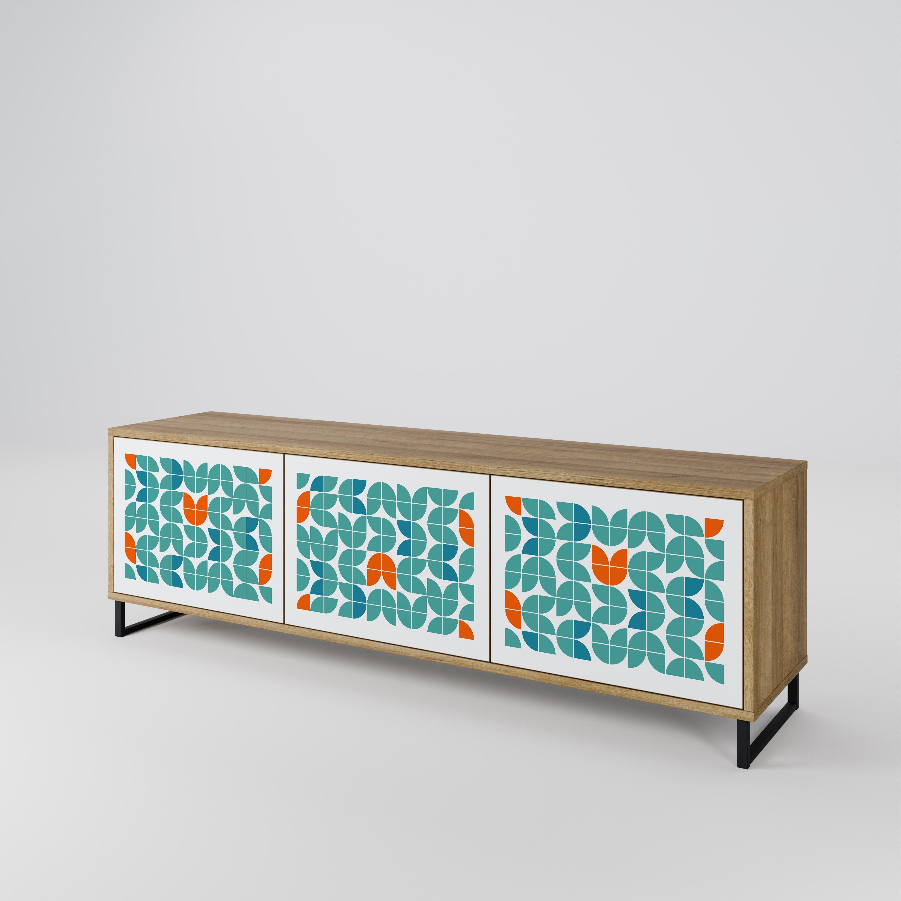 Meuble TV 3 portes BE THE CHANGE effet chêne