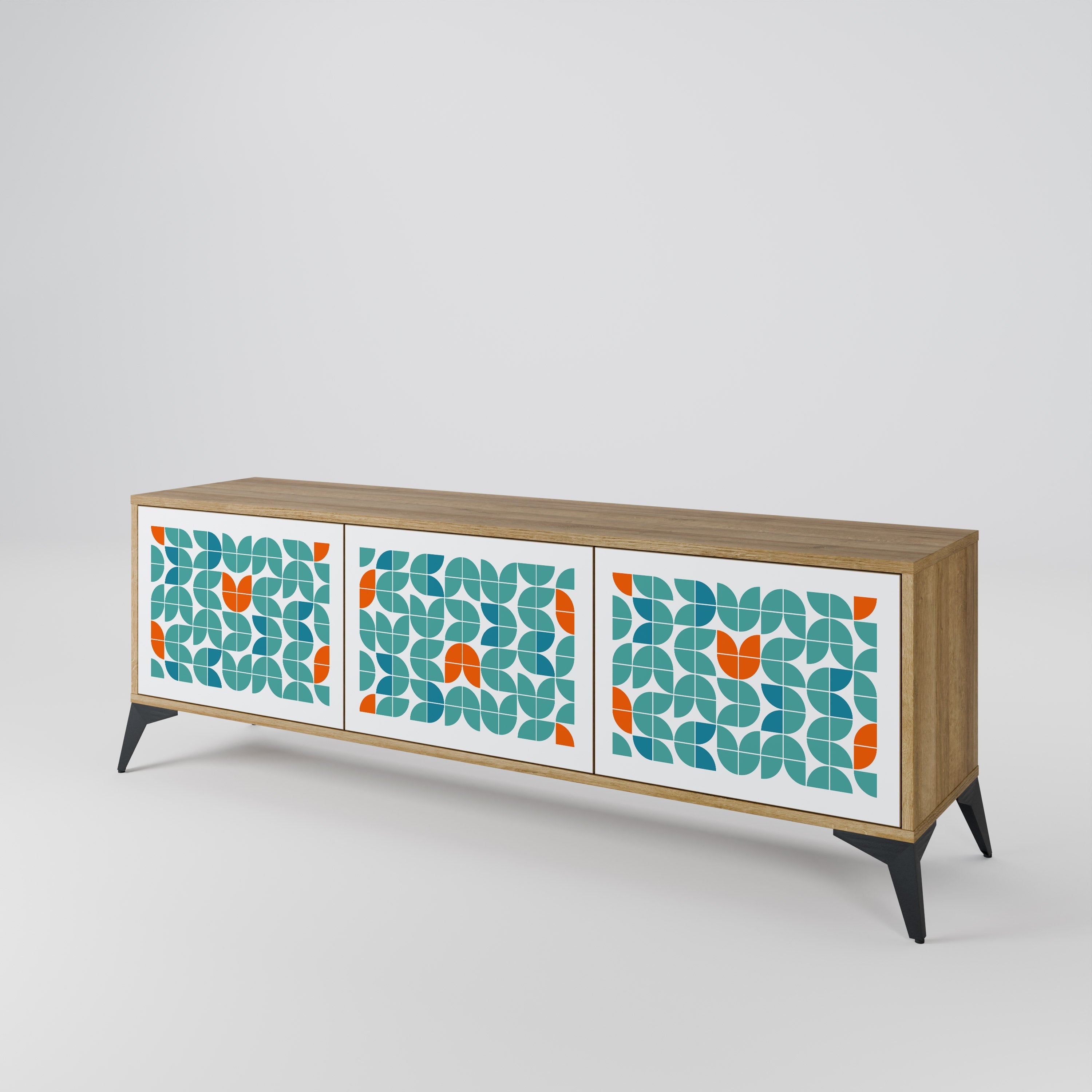 Meuble TV 3 portes BE THE CHANGE effet chêne