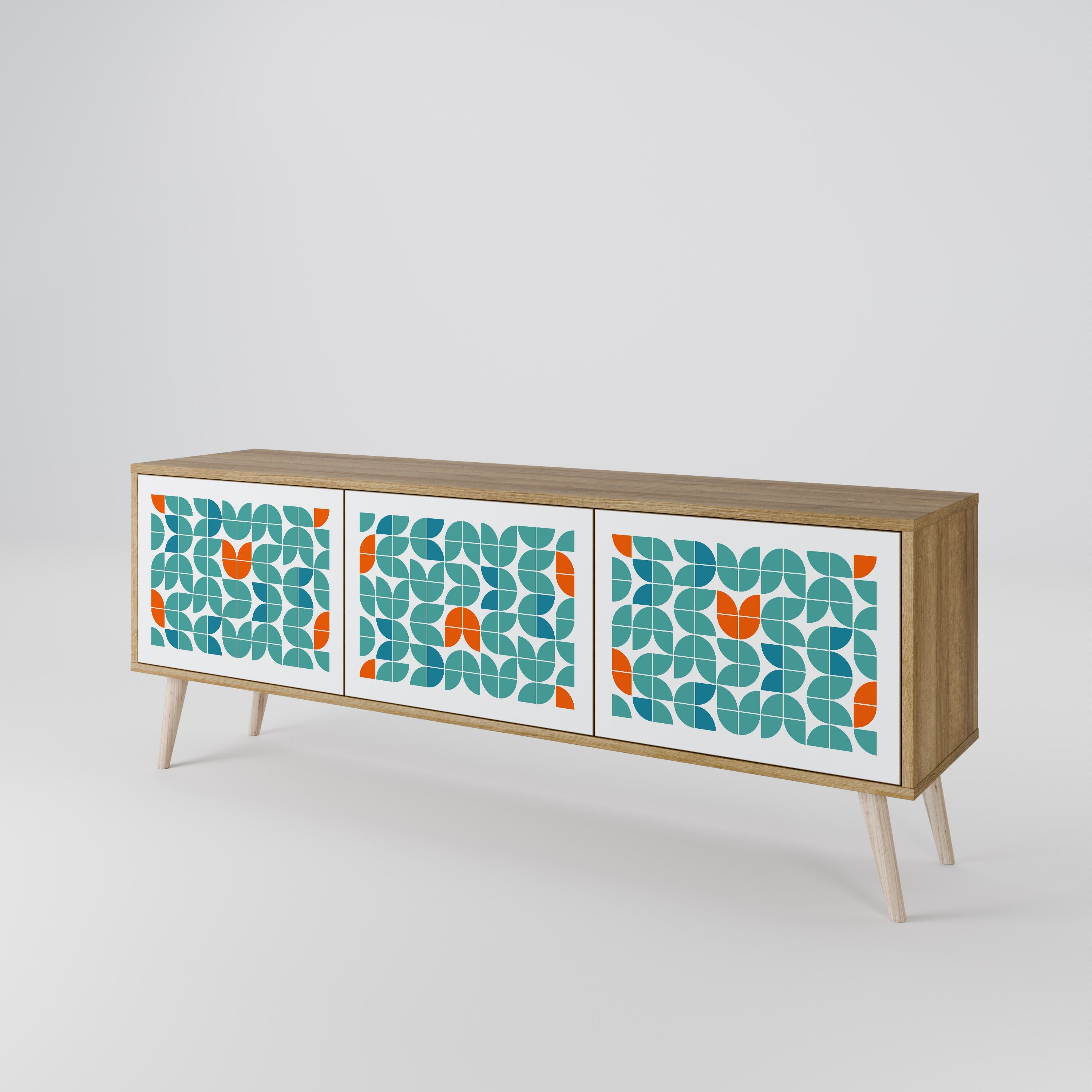 Meuble TV 3 portes BE THE CHANGE effet chêne