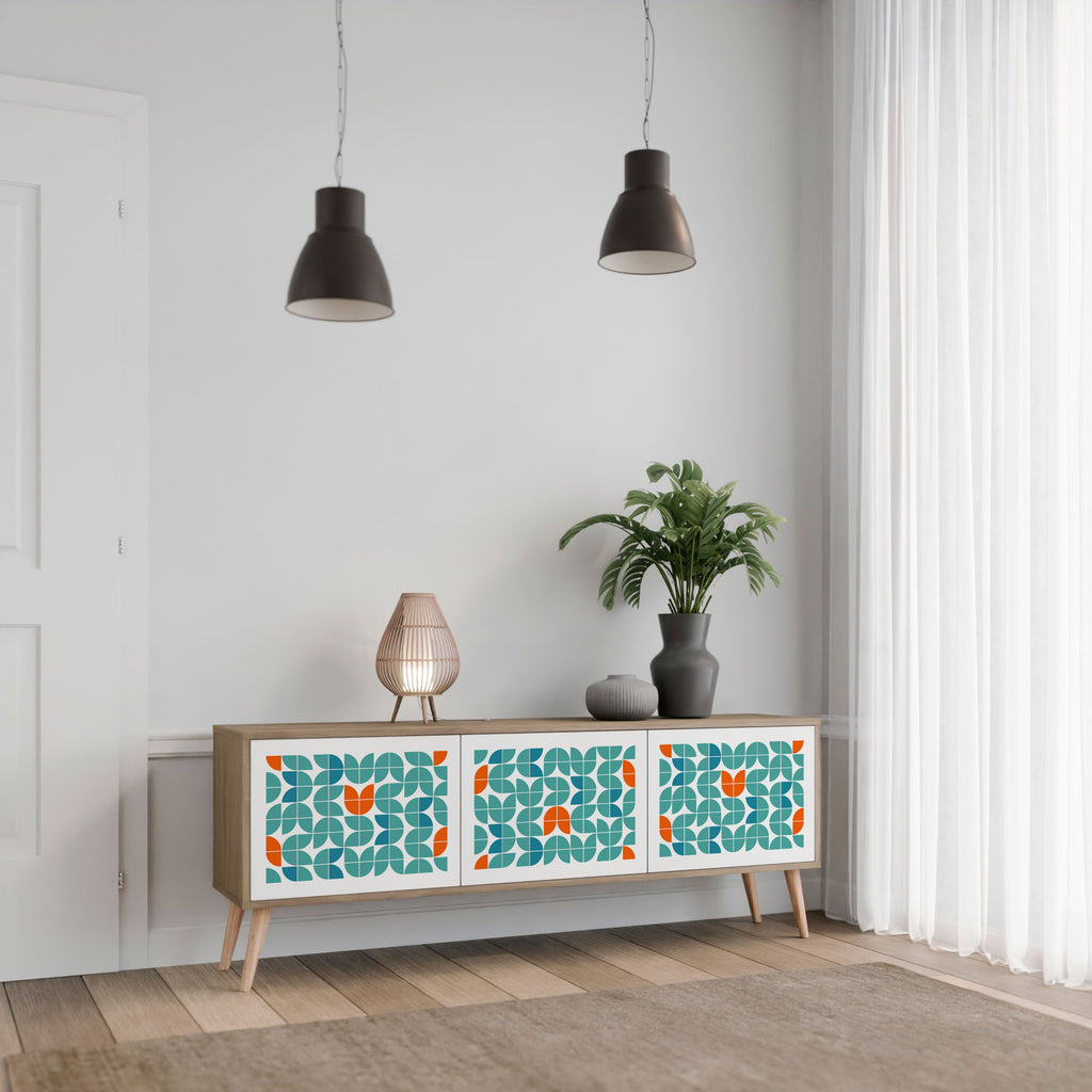 Meuble TV 3 portes BE THE CHANGE effet chêne